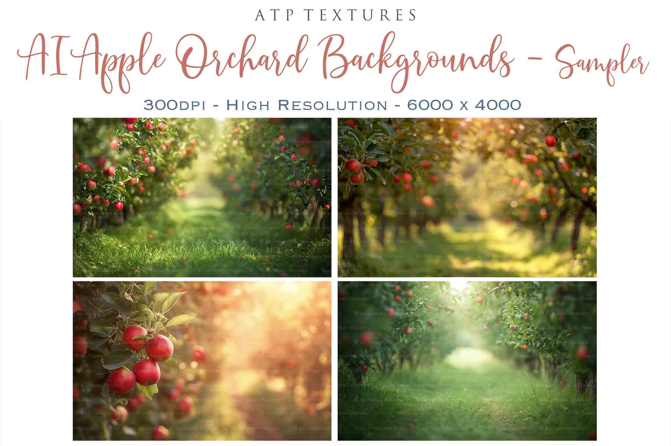 Apple Orchard Digital backgrounds for Photographers. ATP Textures.