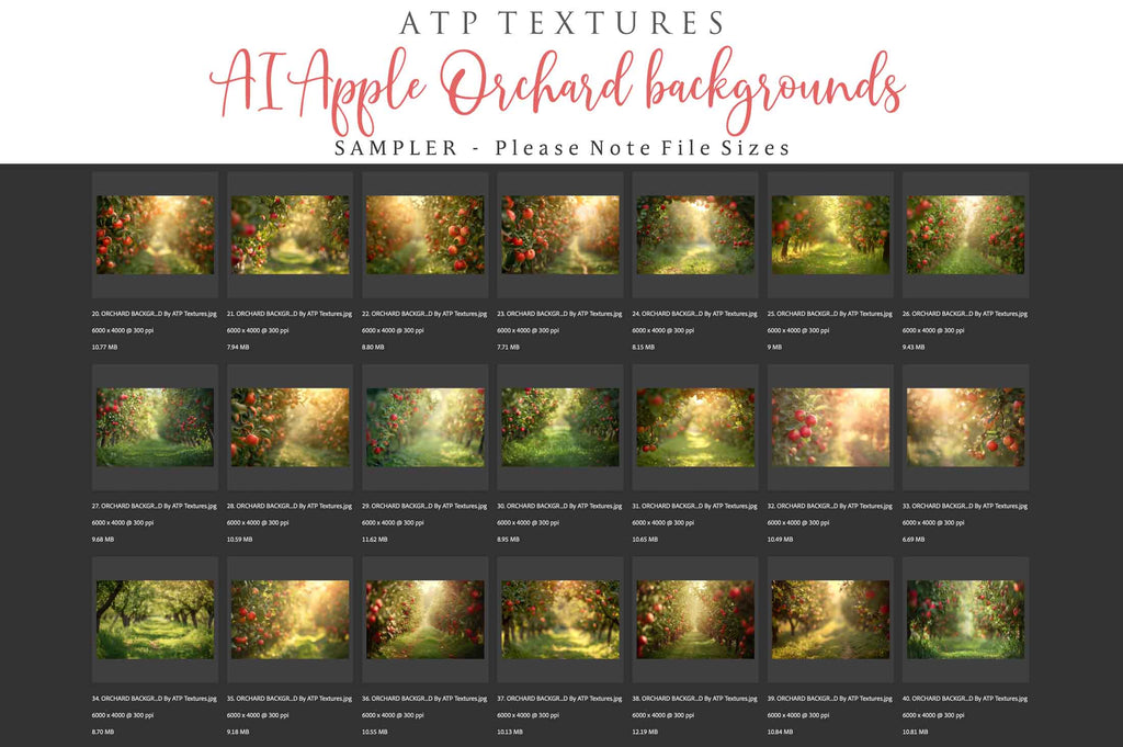 Apple Orchard Digital backgrounds for Photographers. ATP Textures.