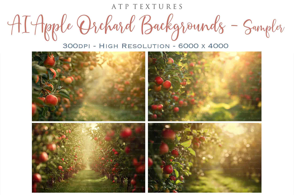 Apple Orchard Digital backgrounds for Photographers. ATP Textures.