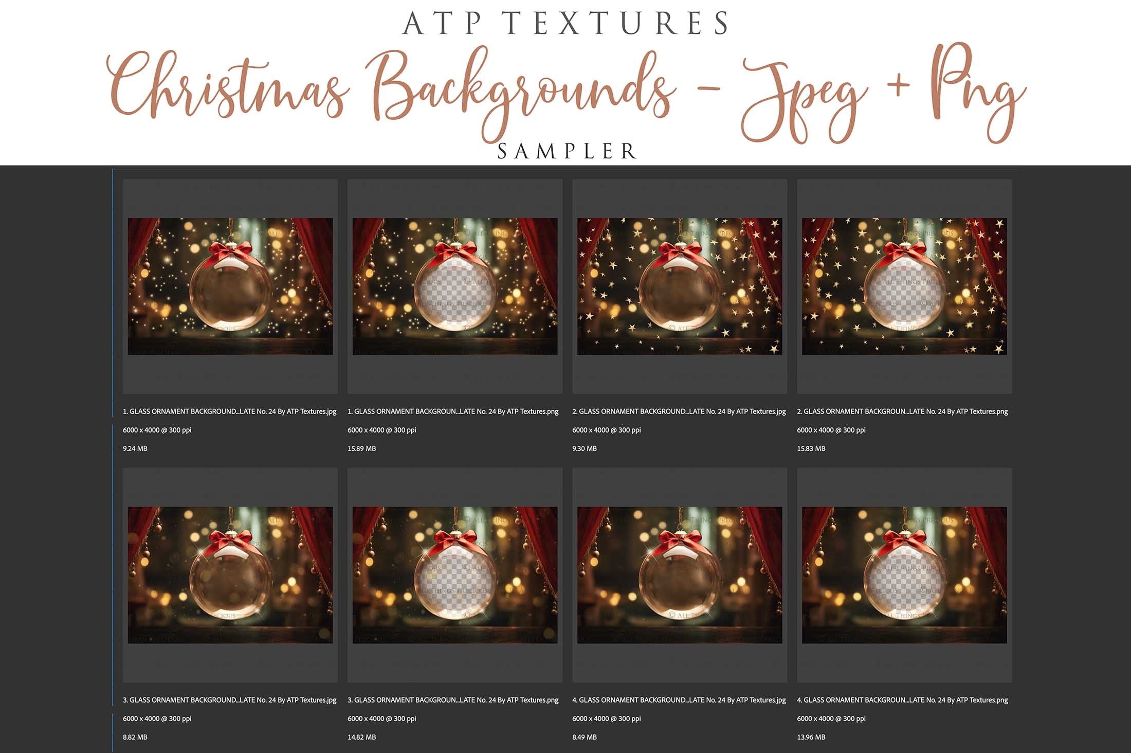 Christmas Glass Bauble Ornament Overlay and Background, with snow flurries and a PSD template included in the set.The globe is transparent, perfect for you to add your own images and retain the snow globe effect.This file is 6000 x 4000, 300dpi. Photography, Scrapbooking, Photo Overlays, Png, Jpeg, Psd. ATP Textures.