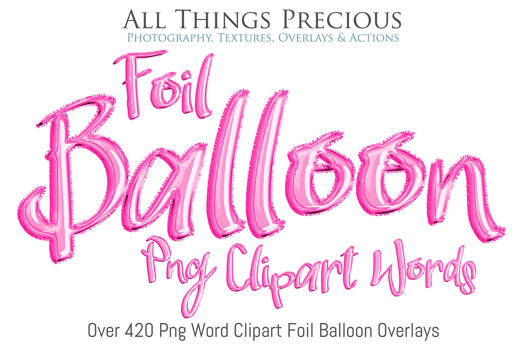 FOIL BALLOON WORDS Clipart - PINK - FREE DOWNLOAD