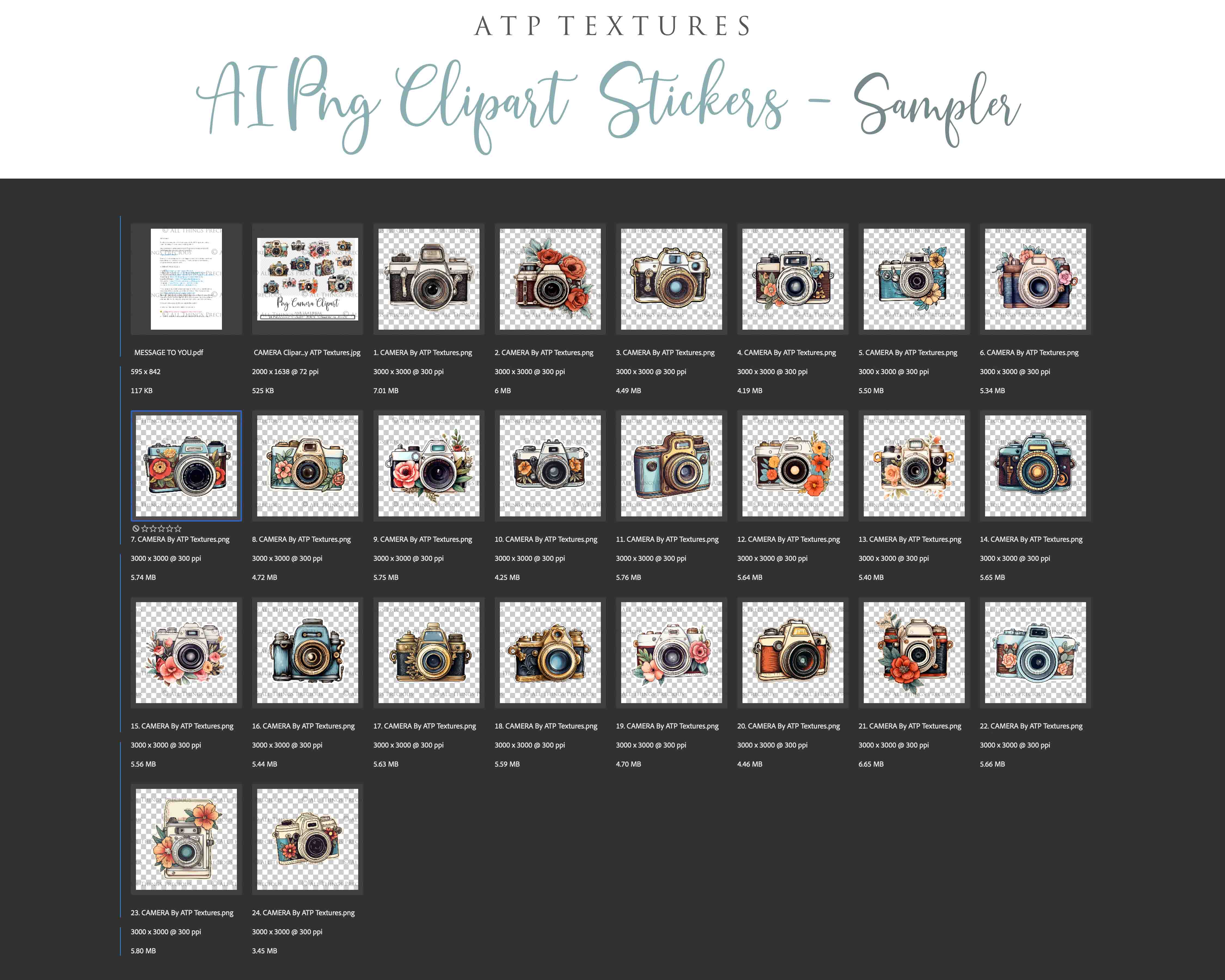 Vintage camera Png clipart. For Scrapbooking, Sublimation Print and Card making. 300dpi. High resolution. If you want to print your completed artwork, you can! These are PNG Transparent files, high resolution and 300dpi. AI Digital Art.