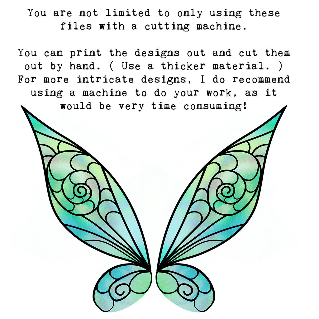 SVG & PNG Fairy Wing files for Cricut or Silhouette Cameo Cutting Machine. To create wearable fairy wings, in adult or children sizes. Use this graphic design for Halloween Costumes, Fantasy or Cosplay or photography. Use as prints in weddings, engagements or baby shower invitations. for you to cut and assemble.