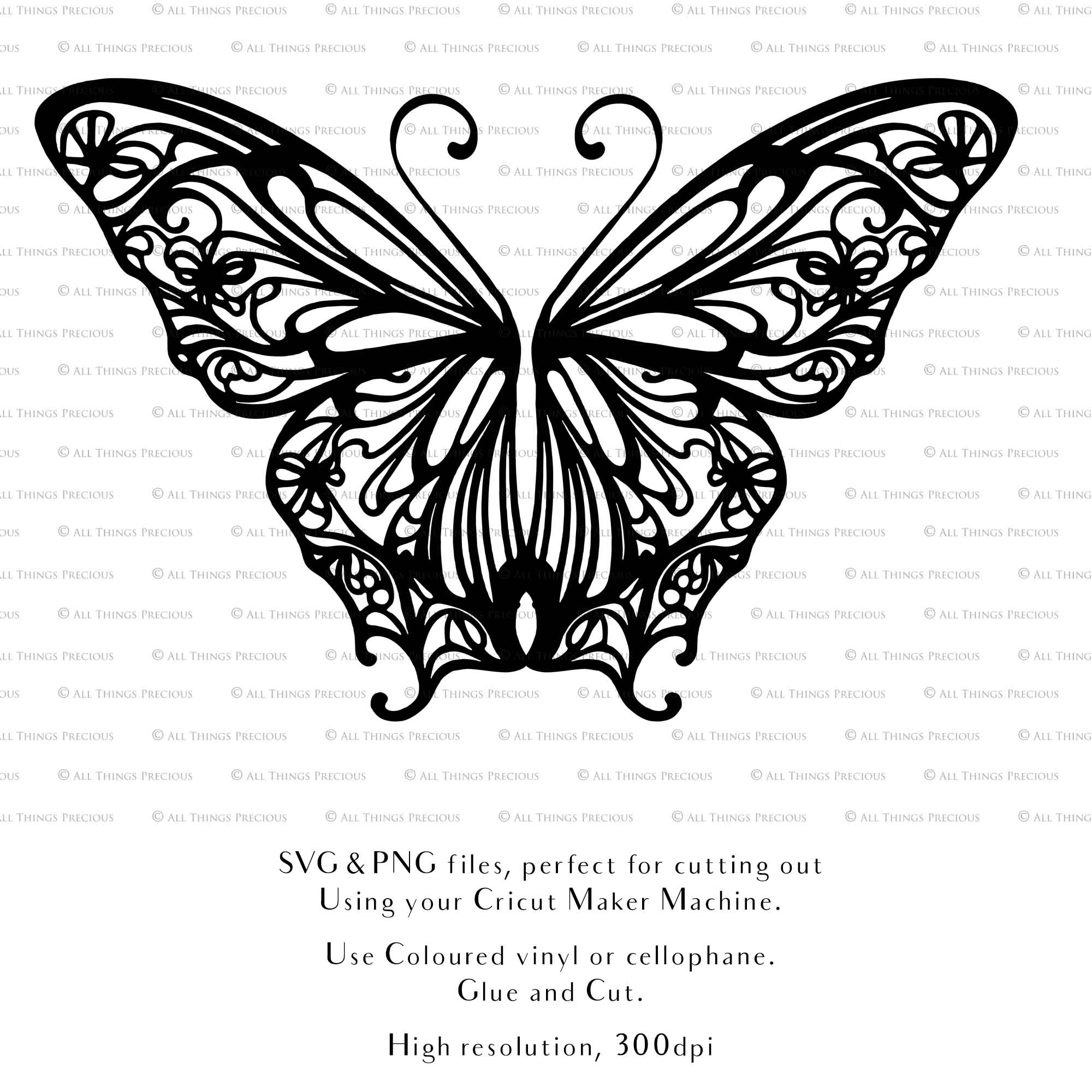 SVG & PNG Fairy Wing files for Cricut or Silhouette Cameo Cutting Machine. To create wearable fairy wings, in adult or children sizes. Graphic design for Halloween Costumes, Fantasy or Cosplay or photography. Print for weddings, engagements, baby shower invitations. DIY Printable. Fairycore, Cottagecore.