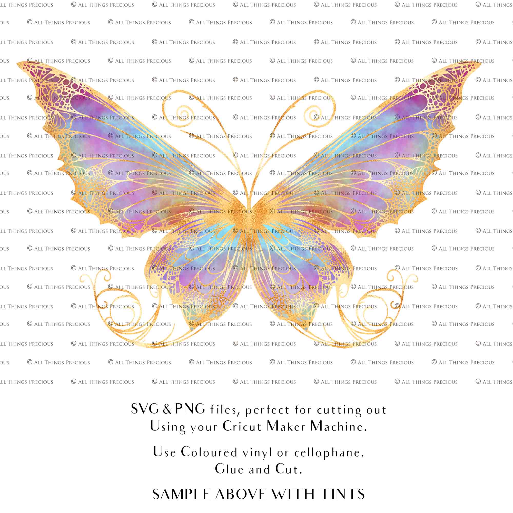 SVG & PNG Fairy Wing files for Cricut or Silhouette Cameo Cutting Machine. To create wearable fairy wings, in adult or children sizes. Graphic design for Halloween Costumes, Fantasy or Cosplay or photography. Print for weddings, engagements, baby shower invitations. DIY Printable. Fairycore, Cottagecore.
