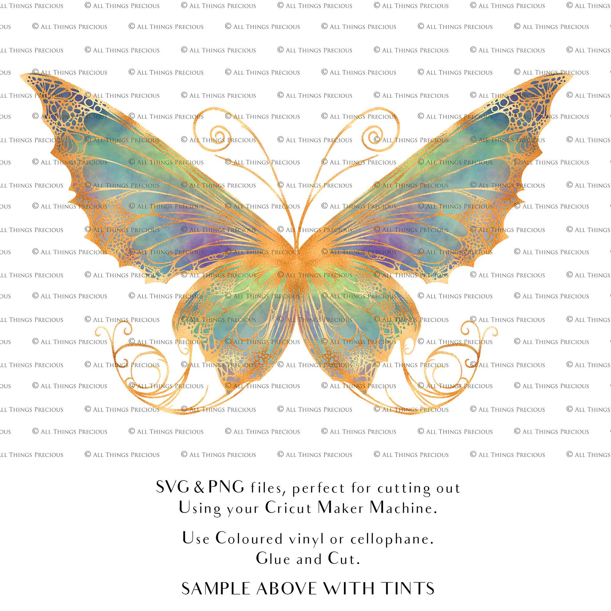 SVG & PNG Fairy Wing files for Cricut or Silhouette Cameo Cutting Machine. To create wearable fairy wings, in adult or children sizes. Graphic design for Halloween Costumes, Fantasy or Cosplay or photography. Print for weddings, engagements, baby shower invitations. DIY Printable. Fairycore, Cottagecore.