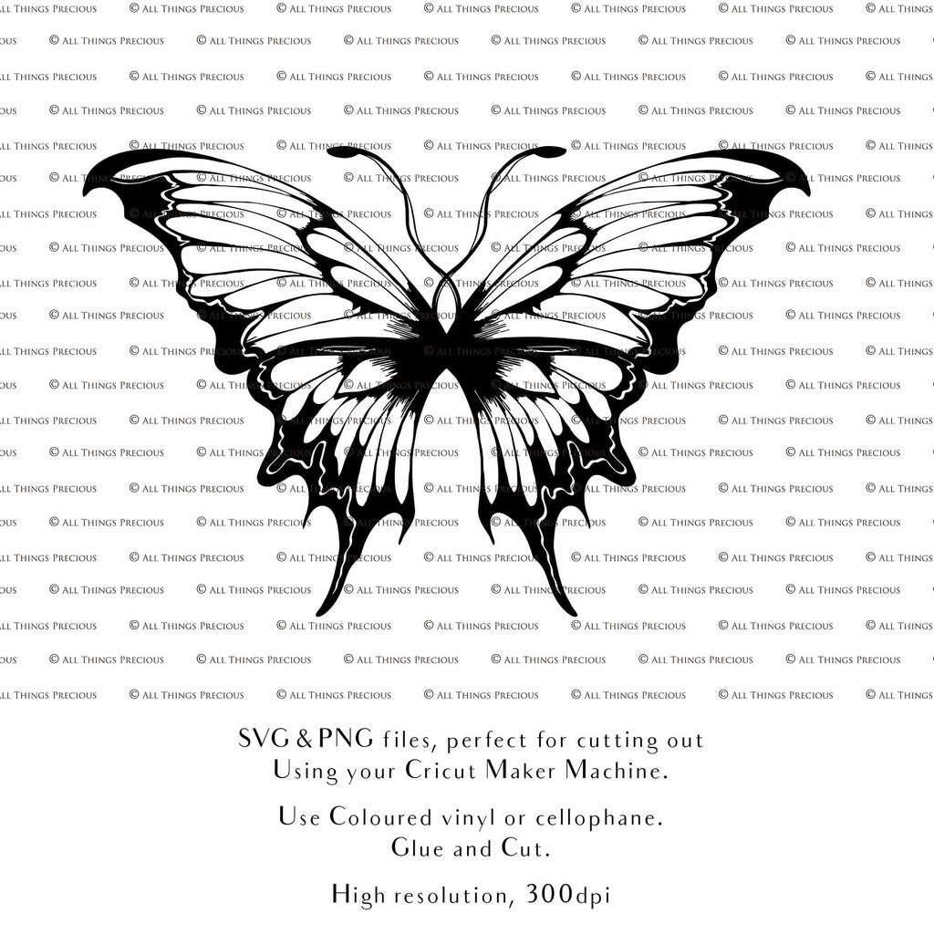 SVG & PNG Fairy Wing files for Cricut or Silhouette Cameo Cutting Machine. To create wearable fairy wings, in adult or children sizes. Simply load the design into design space for Cricut, re size and you are set to go!  These are Individual Wing Pieces, for you to cut and assemble. This is a DIGITAL product. 