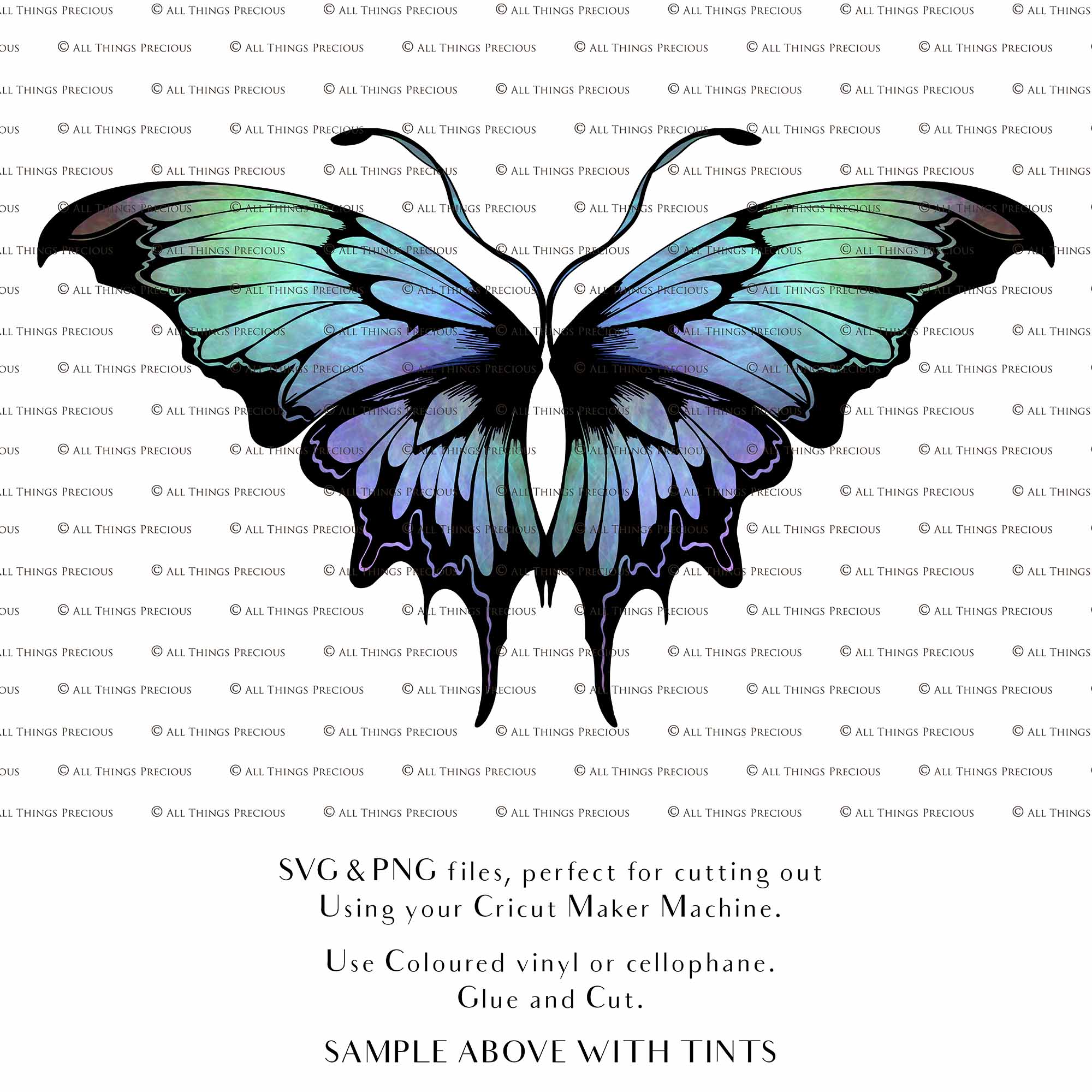 SVG & PNG Fairy Wing files for Cricut or Silhouette Cameo Cutting Machine. To create wearable fairy wings, in adult or children sizes. Simply load the design into design space for Cricut, re size and you are set to go!  These are Individual Wing Pieces, for you to cut and assemble. This is a DIGITAL product. 