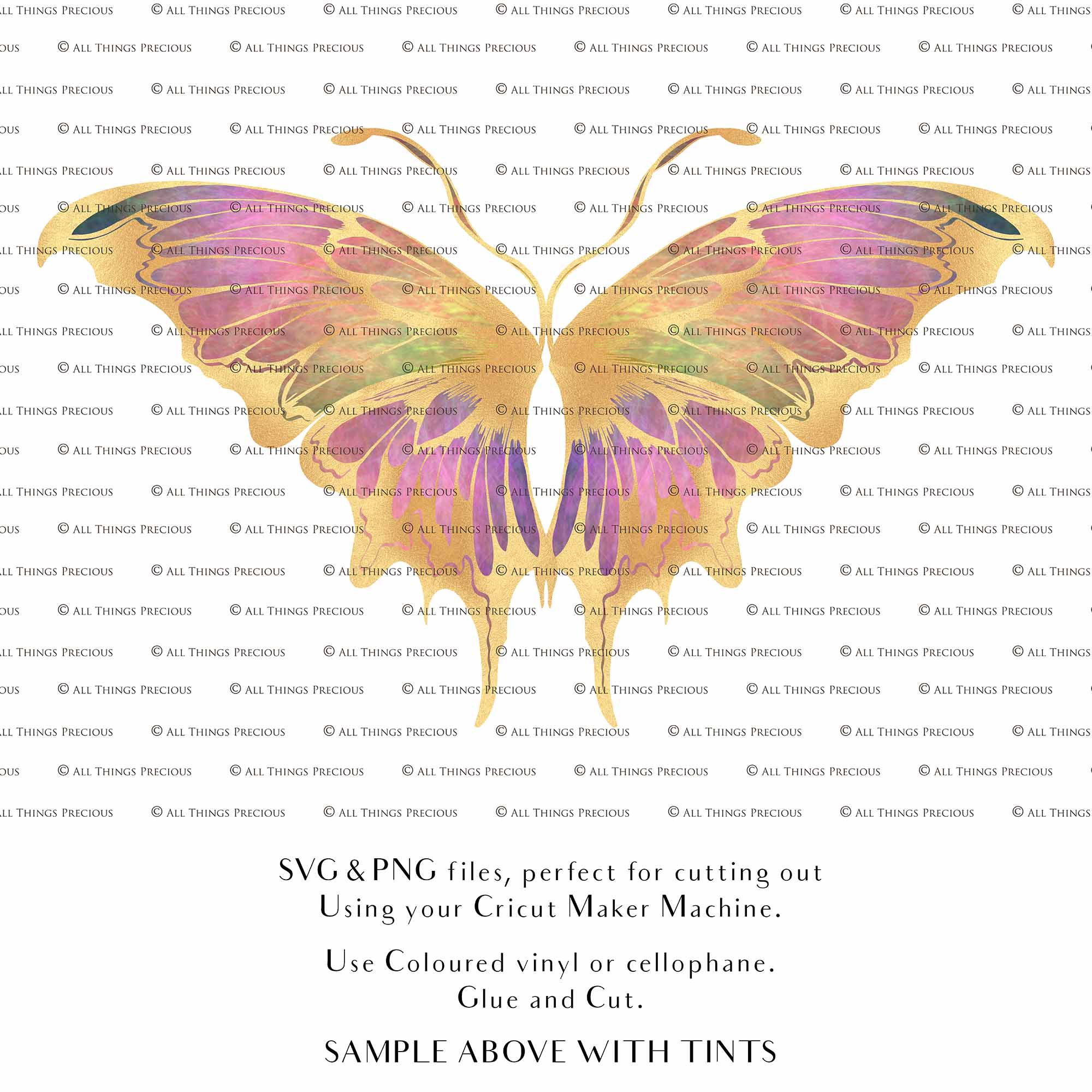 SVG & PNG Fairy Wing files for Cricut or Silhouette Cameo Cutting Machine. To create wearable fairy wings, in adult or children sizes. Simply load the design into design space for Cricut, re size and you are set to go!  These are Individual Wing Pieces, for you to cut and assemble. This is a DIGITAL product. 