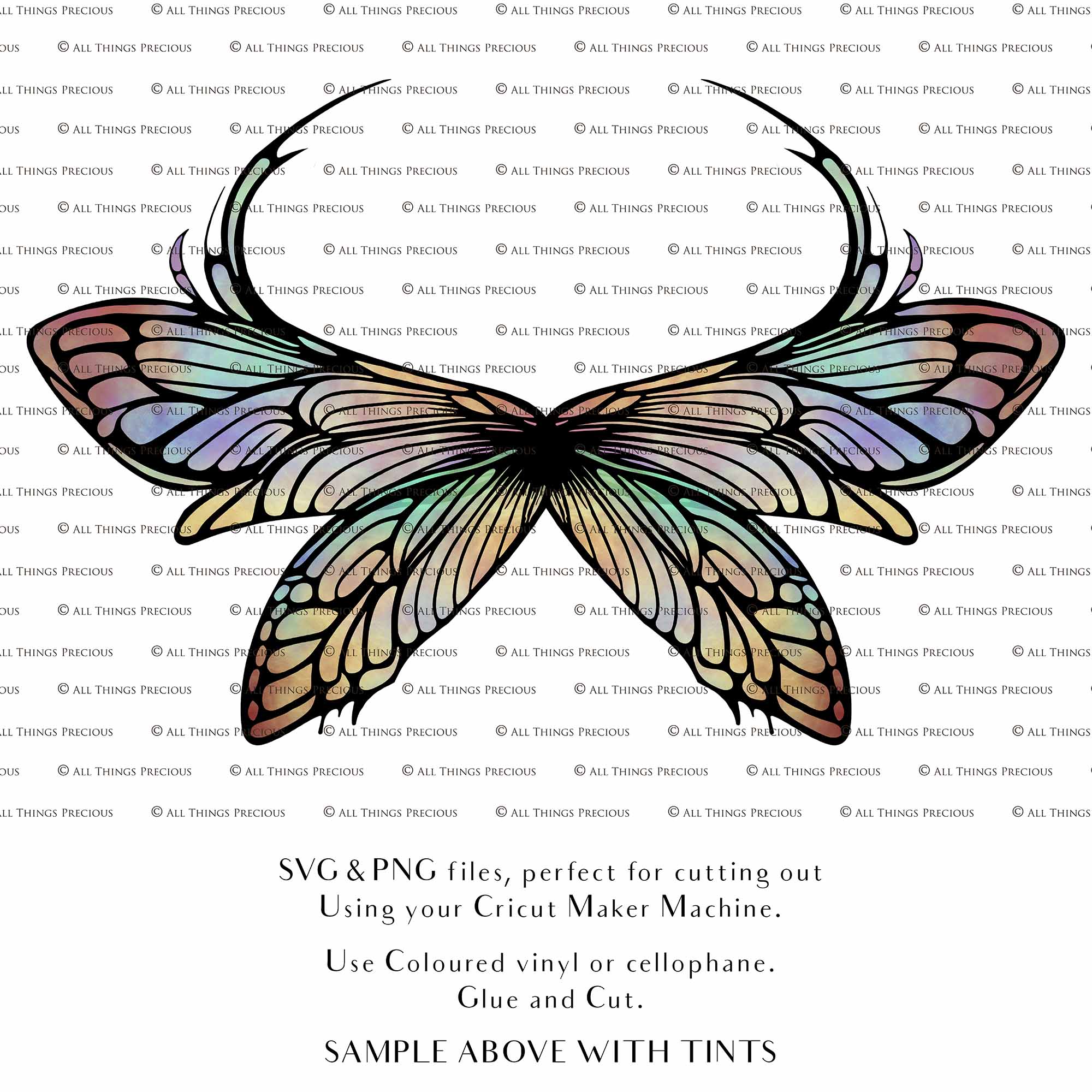 SVG & PNG Fairy Wing files for Cricut or Silhouette Cameo Cutting Machine. To create wearable fairy wings, in adult or children sizes. These are Individual Wing Pieces, for you to cut and assemble. This is a DIGITAL product. 
