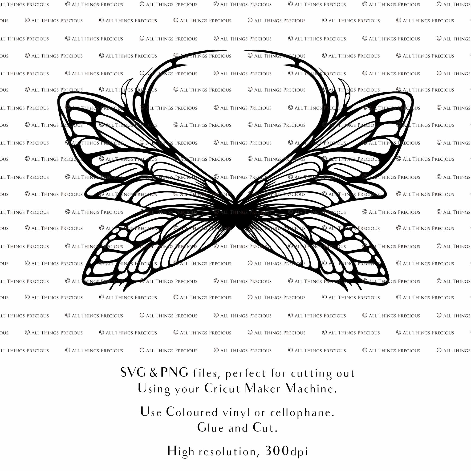 SVG & PNG Fairy Wing files for Cricut or Silhouette Cameo Cutting Machine. To create wearable fairy wings, in adult or children sizes. These are Individual Wing Pieces, for you to cut and assemble. This is a DIGITAL product. 