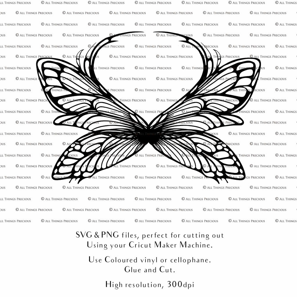 SVG & PNG Fairy Wing files for Cricut or Silhouette Cameo Cutting Machine. To create wearable fairy wings, in adult or children sizes. These are Individual Wing Pieces, for you to cut and assemble. This is a DIGITAL product. 