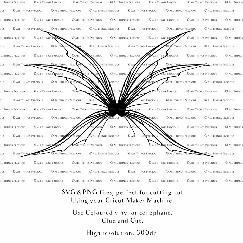 SVG & PNG Fairy Wing files for Cricut or Silhouette Cameo Cutting Machine. To create wearable fairy wings, in adult or children sizes. These are Individual Wing Pieces, for you to cut and assemble. This is a DIGITAL product. 