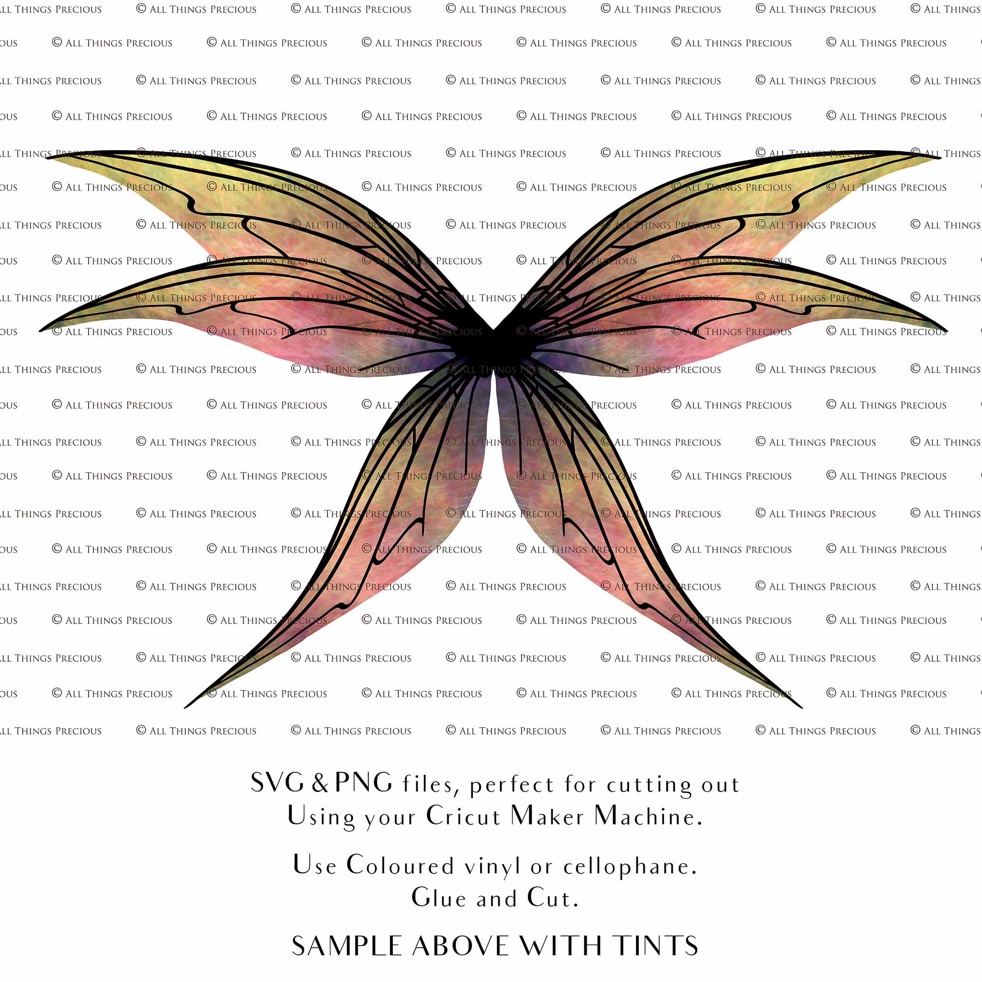 SVG & PNG Fairy Wing files for Cricut or Silhouette Cameo Cutting Machine. To create wearable fairy wings, in adult or children sizes. These are Individual Wing Pieces, for you to cut and assemble. This is a DIGITAL product. 