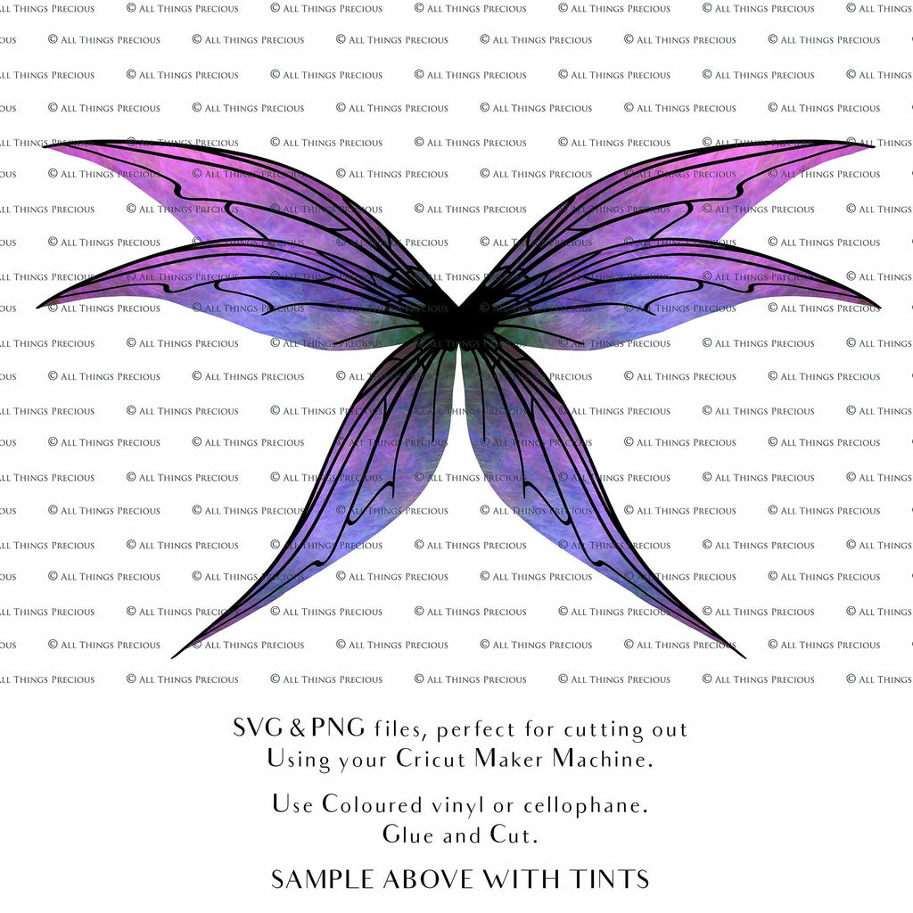 SVG & PNG Fairy Wing files for Cricut or Silhouette Cameo Cutting Machine. To create wearable fairy wings, in adult or children sizes. These are Individual Wing Pieces, for you to cut and assemble. This is a DIGITAL product. 