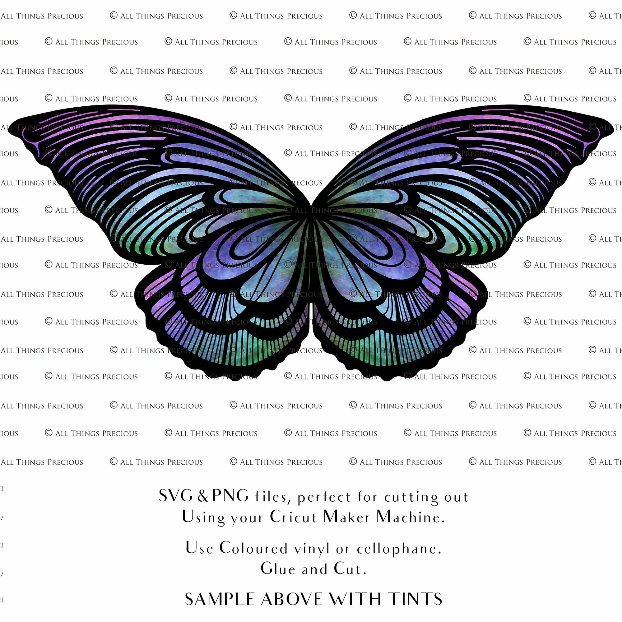 SVG & PNG Fairy Wing files for Cricut or Silhouette Cameo Cutting Machine. To create wearable fairy wings, in adult or children sizes. Simply load the design into design space for Cricut, re size and you are set to go!  These are Individual Wing Pieces, for you to cut and assemble. This is a DIGITAL product. 