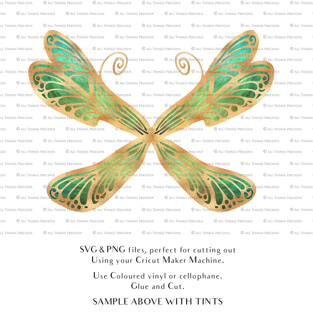 SVG & PNG Fairy Wing files for Cricut or Silhouette Cameo Cutting Machine. To create wearable fairy wings, in adult or children sizes. Simply load the design into design space for Cricut, re size and you are set to go!  These are Individual Wing Pieces, for you to cut and assemble. This is a DIGITAL product. 