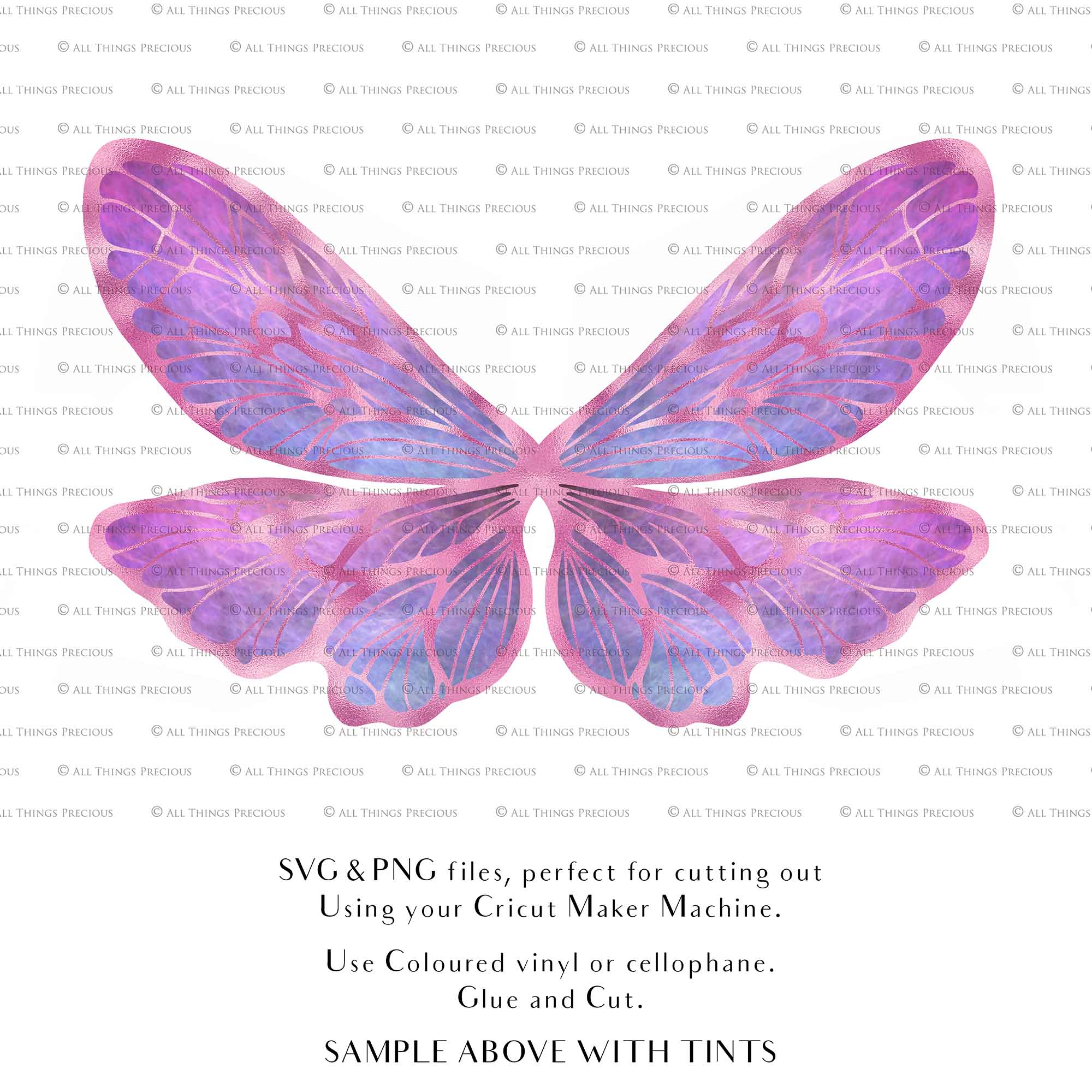 SVG & PNG Fairy Wing files for Cricut or Silhouette Cameo Cutting Machine. To create wearable fairy wings, in adult or children sizes. Simply load the design into design space for Cricut, re size and you are set to go!  These are Individual Wing Pieces, for you to cut and assemble. This is a DIGITAL product. 