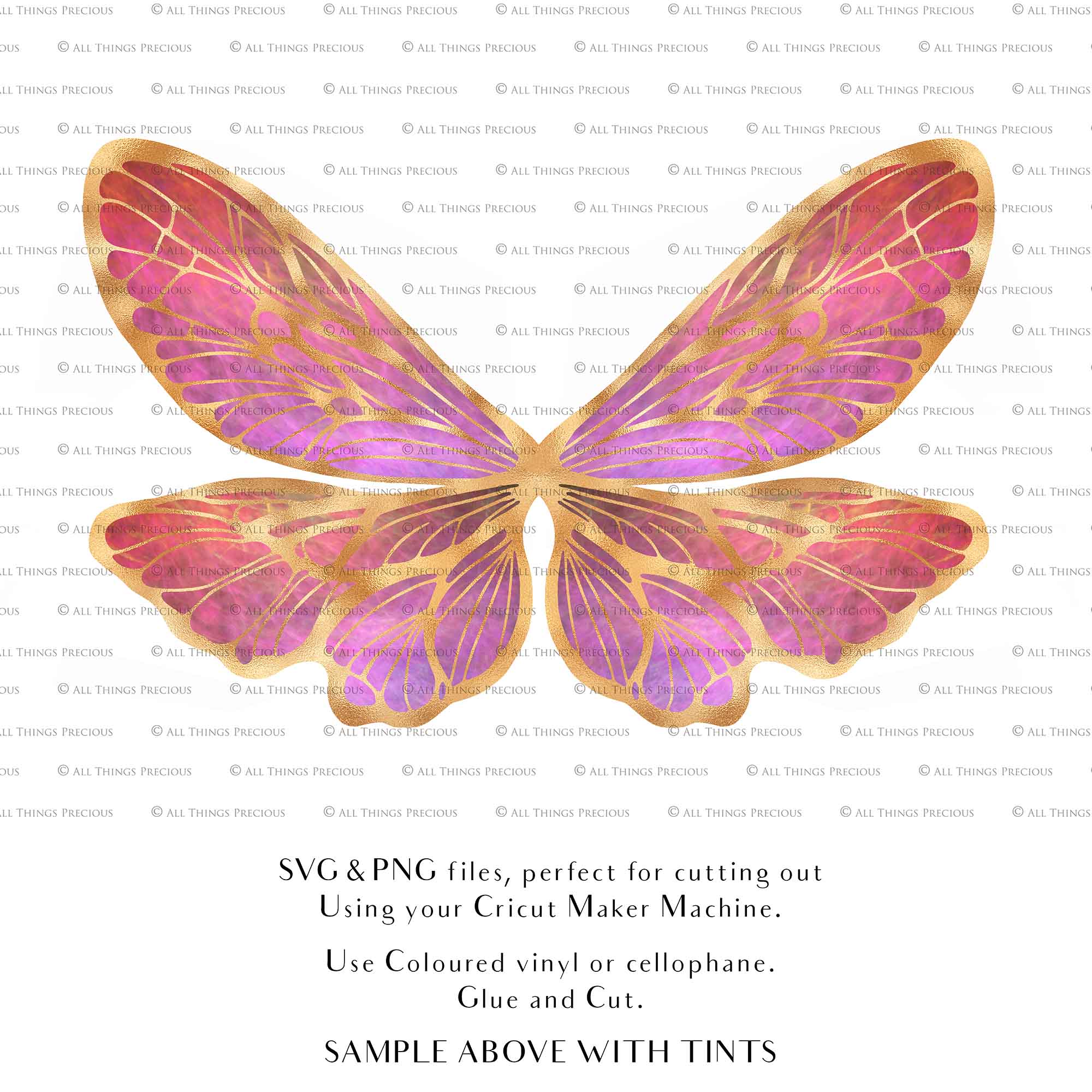 SVG & PNG Fairy Wing files for Cricut or Silhouette Cameo Cutting Machine. To create wearable fairy wings, in adult or children sizes. Simply load the design into design space for Cricut, re size and you are set to go!  These are Individual Wing Pieces, for you to cut and assemble. This is a DIGITAL product. 