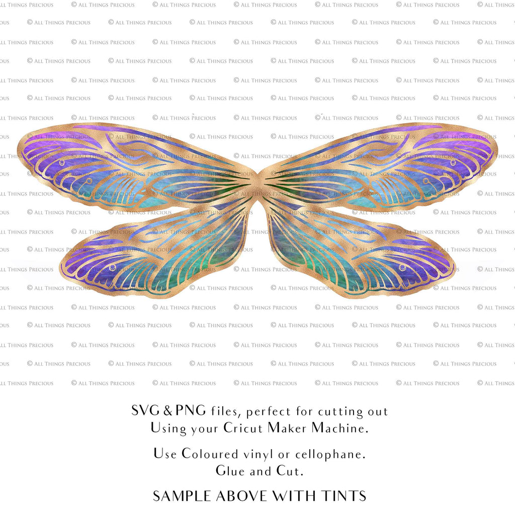 SVG & PNG Fairy Wing files for Cricut or Silhouette Cameo Cutting Machine. To create wearable fairy wings, in adult or children sizes. Simply load the design into design space for Cricut, re size and you are set to go!  These are Individual Wing Pieces, for you to cut and assemble. This is a DIGITAL product. 