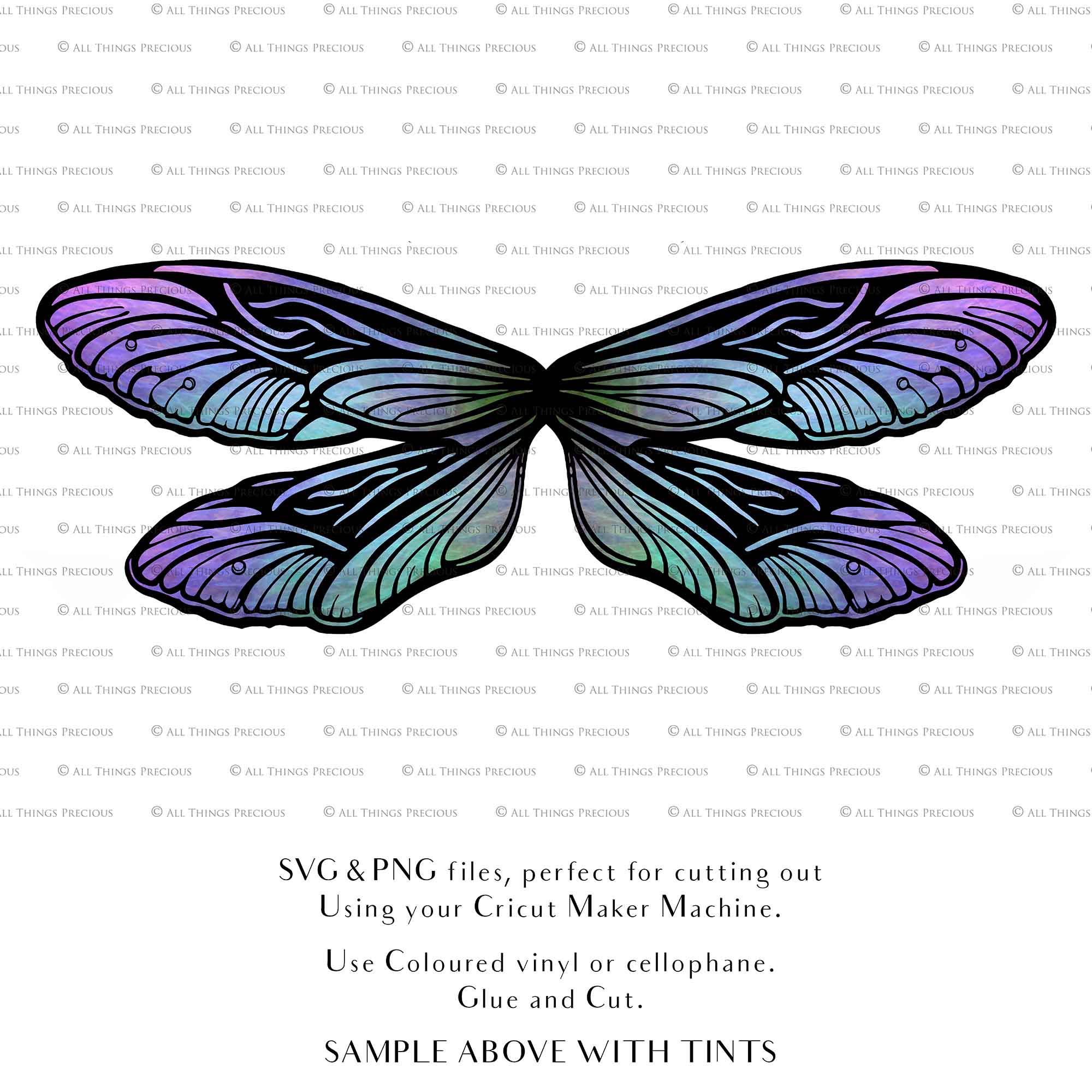 SVG & PNG Fairy Wing files for Cricut or Silhouette Cameo Cutting Machine. To create wearable fairy wings, in adult or children sizes. Simply load the design into design space for Cricut, re size and you are set to go!  These are Individual Wing Pieces, for you to cut and assemble. This is a DIGITAL product. 