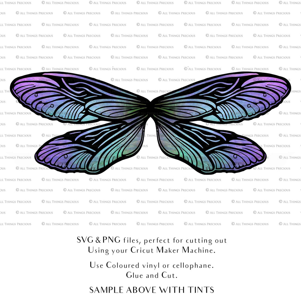 SVG & PNG Fairy Wing files for Cricut or Silhouette Cameo Cutting Machine. To create wearable fairy wings, in adult or children sizes. Simply load the design into design space for Cricut, re size and you are set to go!  These are Individual Wing Pieces, for you to cut and assemble. This is a DIGITAL product. 