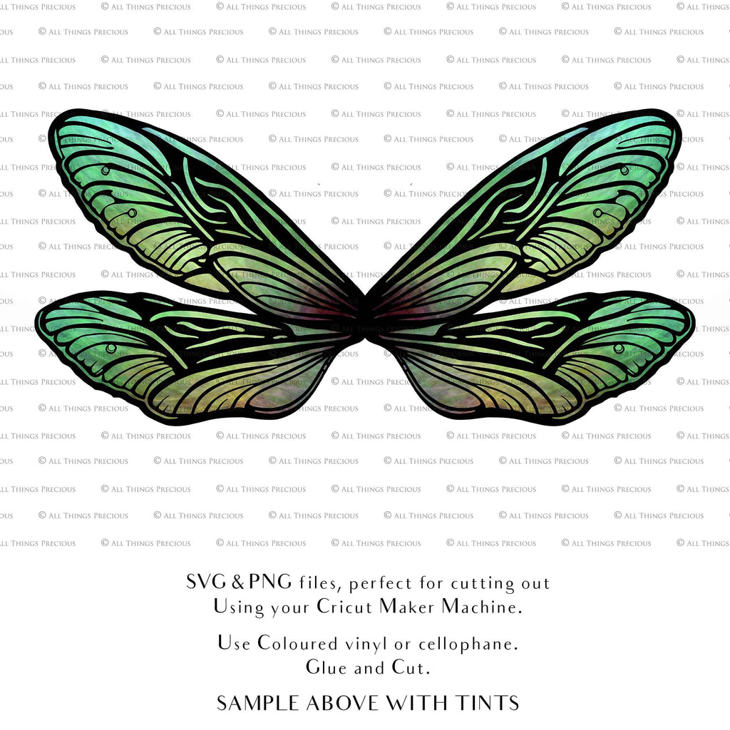 SVG & PNG Fairy Wing files for Cricut or Silhouette Cameo Cutting Machine. To create wearable fairy wings, in adult or children sizes. Simply load the design into design space for Cricut, re size and you are set to go!  These are Individual Wing Pieces, for you to cut and assemble. This is a DIGITAL product. 