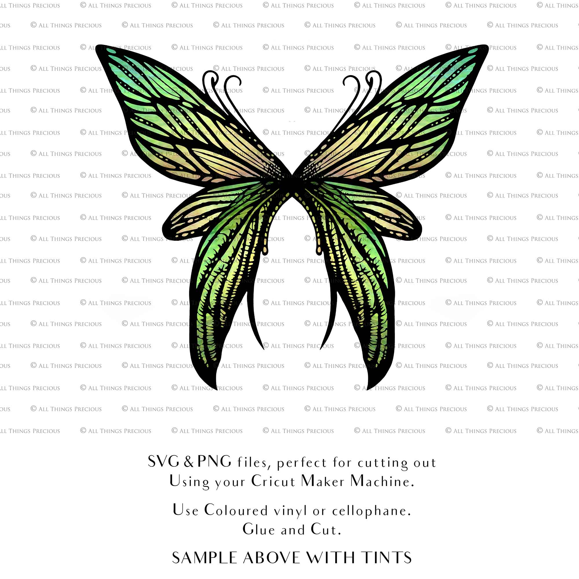 SVG & PNG Fairy Wing files for Cricut or Silhouette Cameo Cutting Machine. To create wearable fairy wings, in adult or children sizes. Simply load the design into design space for Cricut, re size and you are set to go!  These are Individual Wing Pieces, for you to cut and assemble. This is a DIGITAL product. 