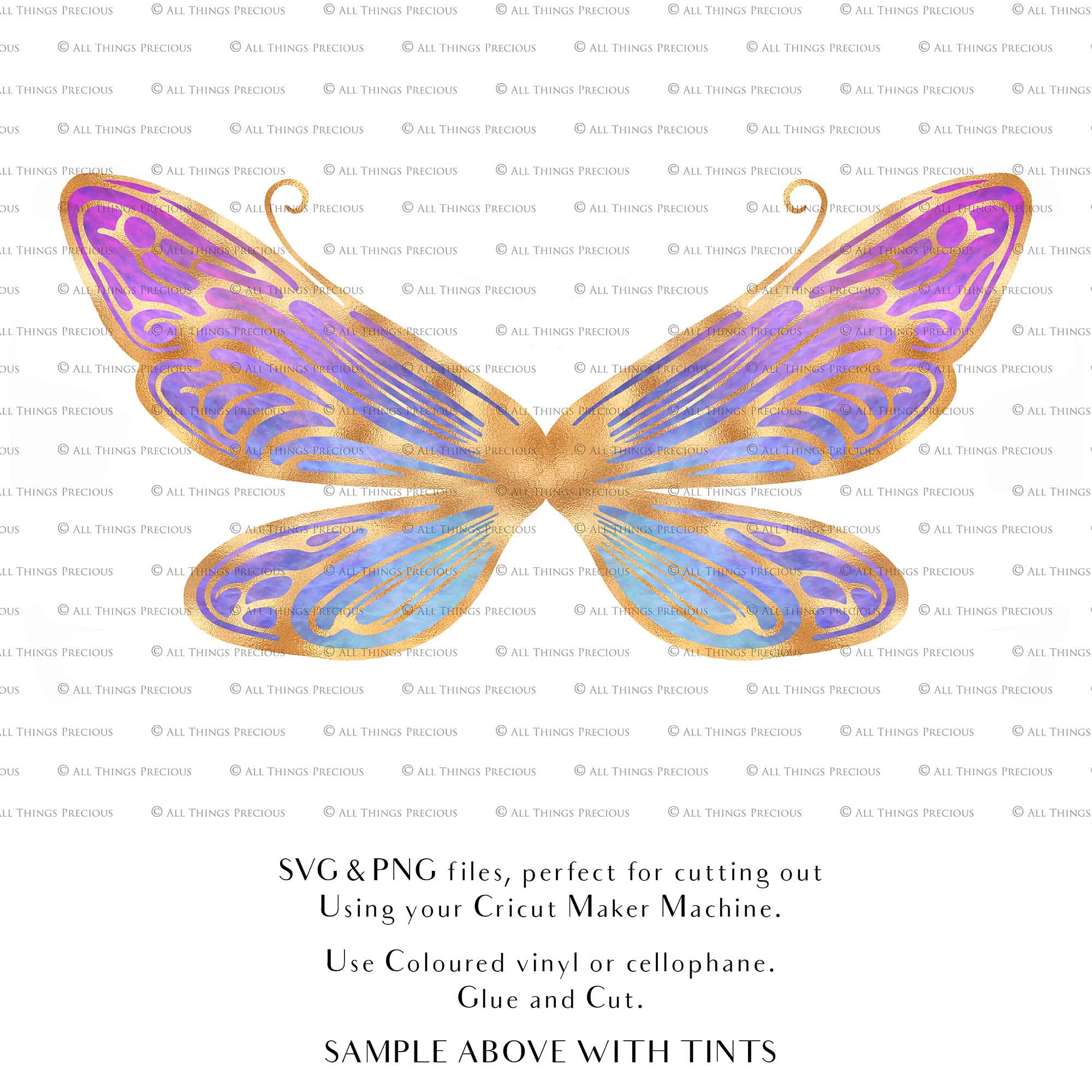 SVG & PNG Fairy Wing files for Cricut or Silhouette Cameo Cutting Machine. To create wearable fairy wings, in adult or children sizes. Simply load the design into design space for Cricut, re size and you are set to go!  These are Individual Wing Pieces, for you to cut and assemble. This is a DIGITAL product. 