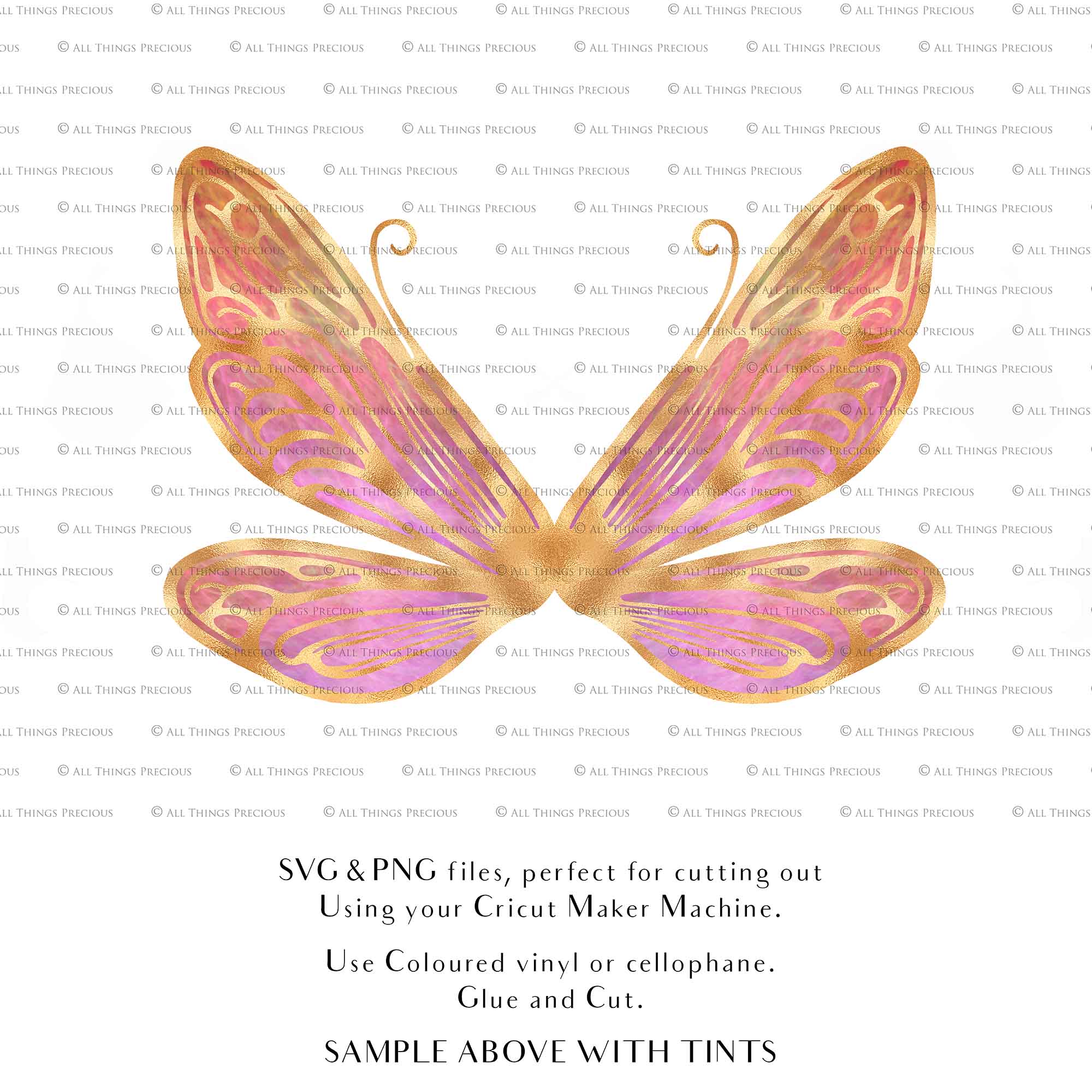 SVG & PNG Fairy Wing files for Cricut or Silhouette Cameo Cutting Machine. To create wearable fairy wings, in adult or children sizes. Simply load the design into design space for Cricut, re size and you are set to go!  These are Individual Wing Pieces, for you to cut and assemble. This is a DIGITAL product. 
