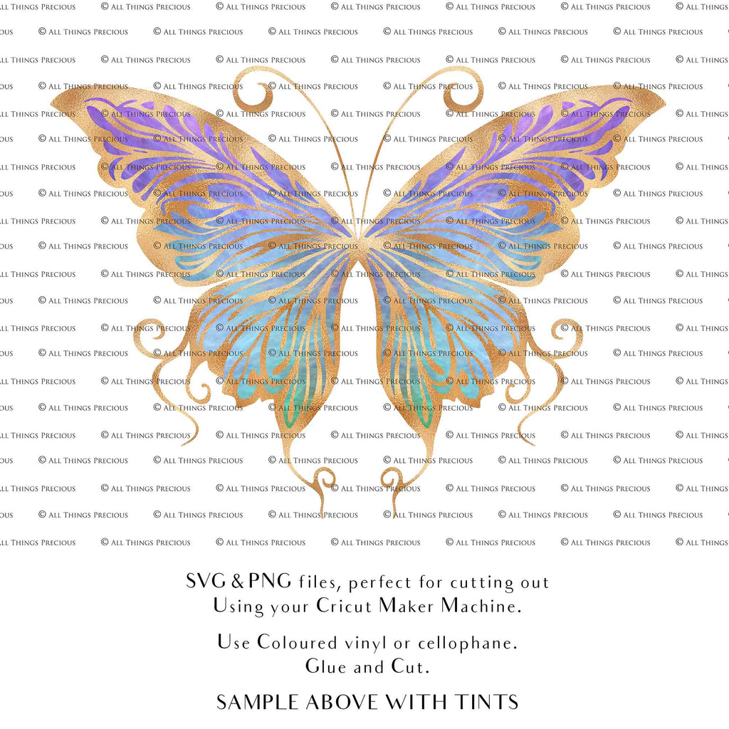 SVG & PNG Fairy Wing files for Cricut or Silhouette Cameo Cutting Machine. To create wearable fairy wings, in adult or children sizes.  Use this clipart design for Halloween Costumes, Fantasy or Cosplay or photography. Or use as ephemera in weddings, engagements or baby shower invitations. These are Individual wing parts, for you to cut and assemble. This is a digital product. 