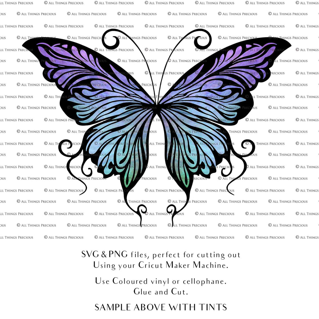 SVG & PNG Fairy Wing files for Cricut or Silhouette Cameo Cutting Machine. To create wearable fairy wings, in adult or children sizes.  Use this clipart design for Halloween Costumes, Fantasy or Cosplay or photography. Or use as ephemera in weddings, engagements or baby shower invitations. These are Individual wing parts, for you to cut and assemble. This is a digital product. 