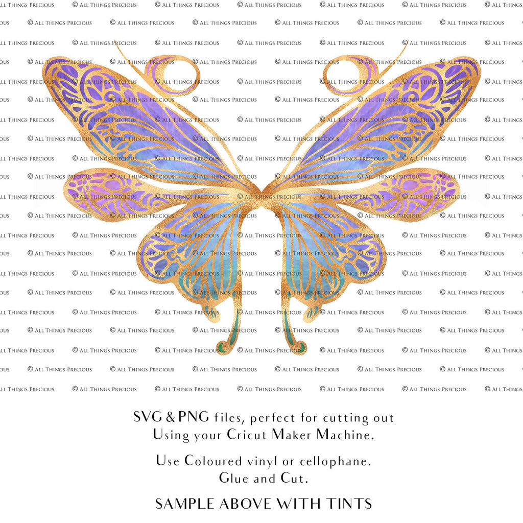 SVG & PNG Fairy Wing files for Cricut or Silhouette Cameo Cutting Machine. To create wearable fairy wings, in adult or children sizes.  Use this clipart design for Halloween Costumes, Fantasy or Cosplay or photography. Or use as ephemera in weddings, engagements or baby shower invitations. These are Individual wing parts, for you to cut and assemble. This is a digital product. 