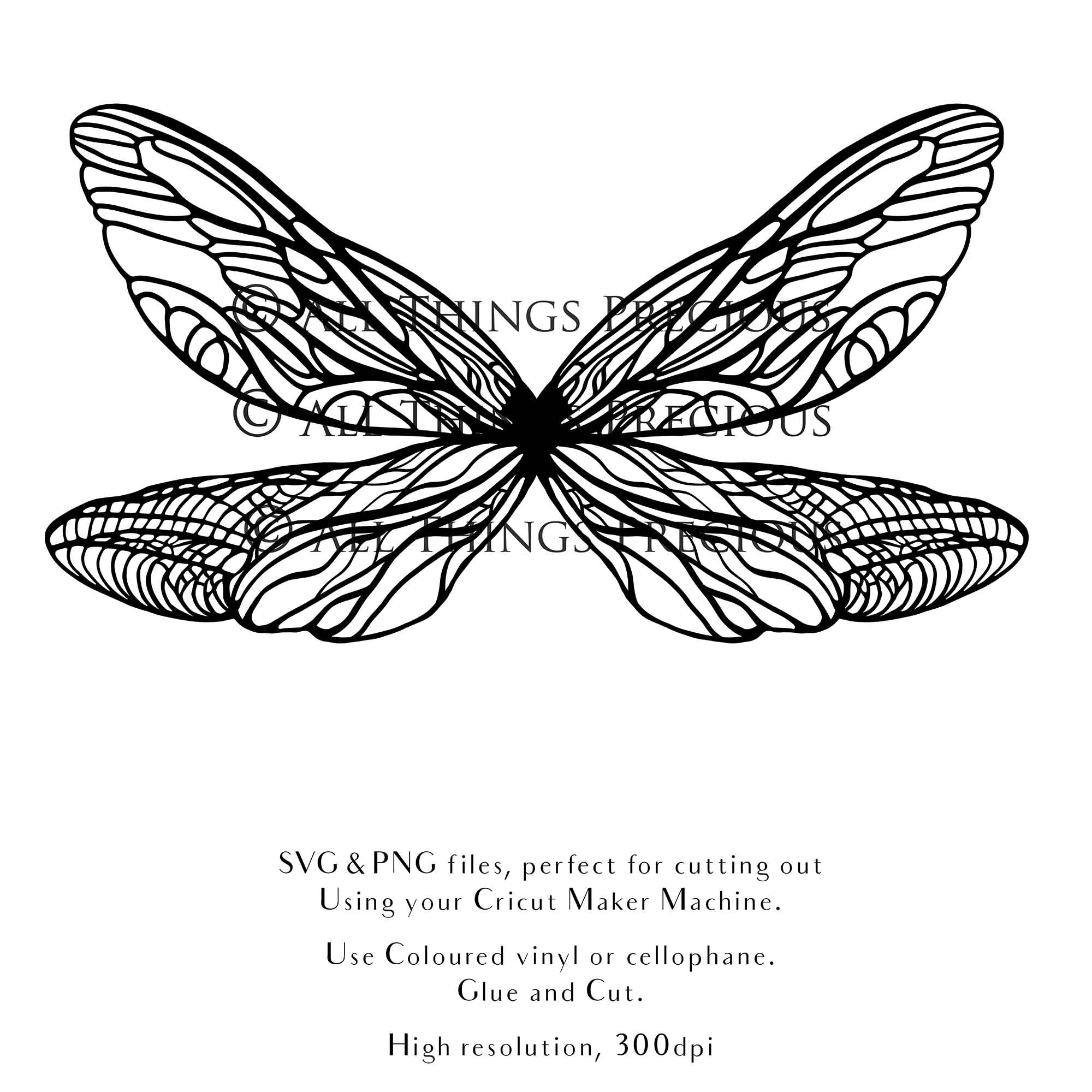 SVG Fairy wings for Paper craft. Cricut or Silhouette Cameo Cut and assemble. Halloween, Cosplay costume, wings pattern template. Png and Svg files. Digital Download.