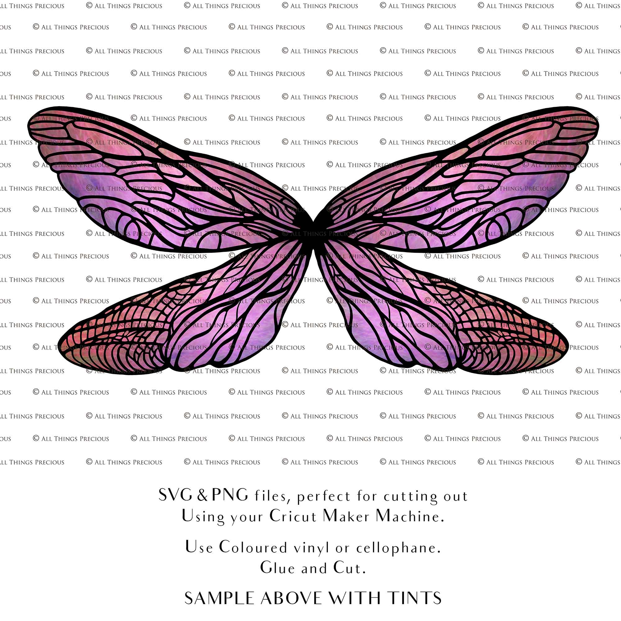 SVG Fairy wings for Paper craft. Cricut or Silhouette Cameo Cut and assemble. Halloween, Cosplay costume, wings pattern template. Png and Svg files. Digital Download.