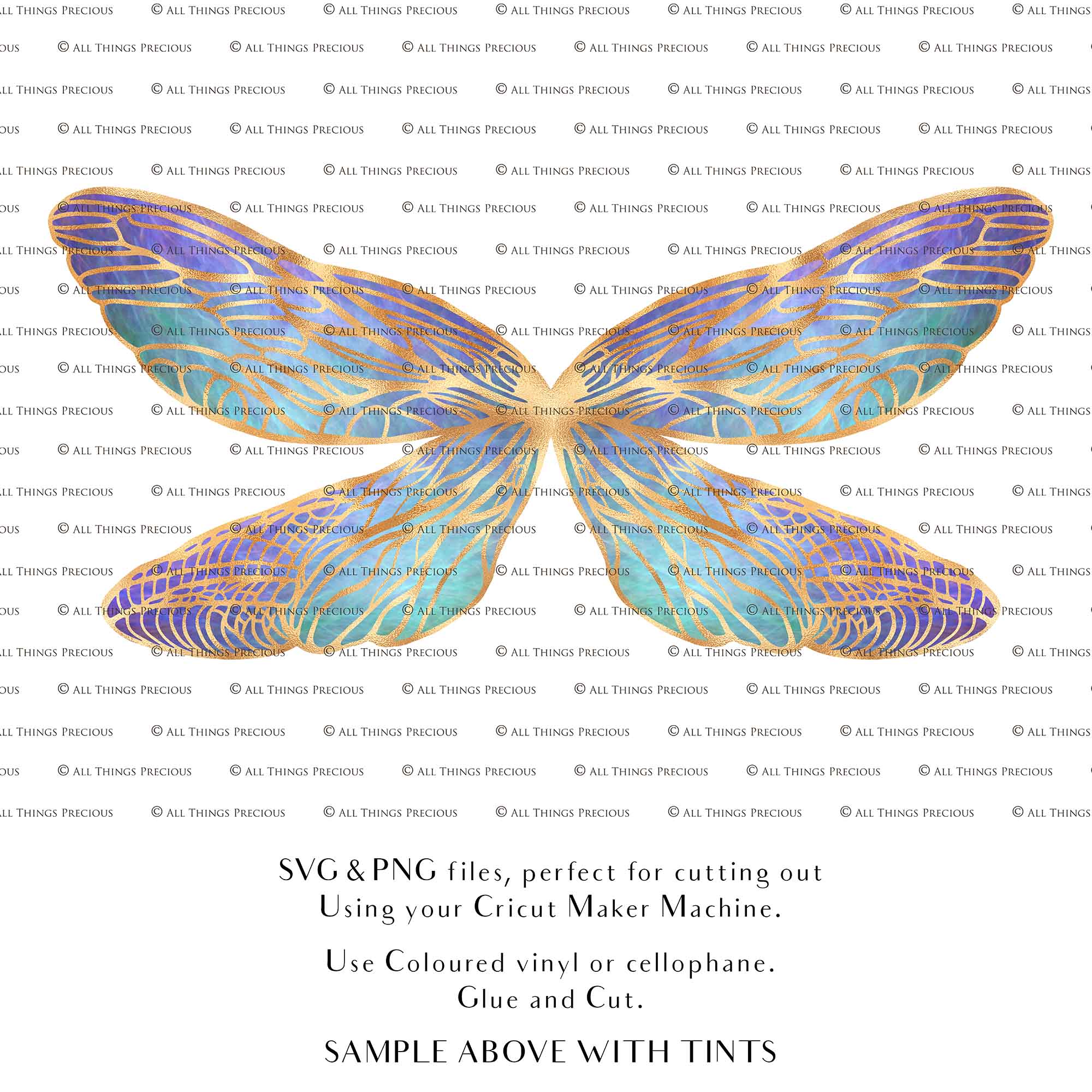 SVG Fairy wings for Paper craft. Cricut or Silhouette Cameo Cut and assemble. Halloween, Cosplay costume, wings pattern template. Png and Svg files. Digital Download.
