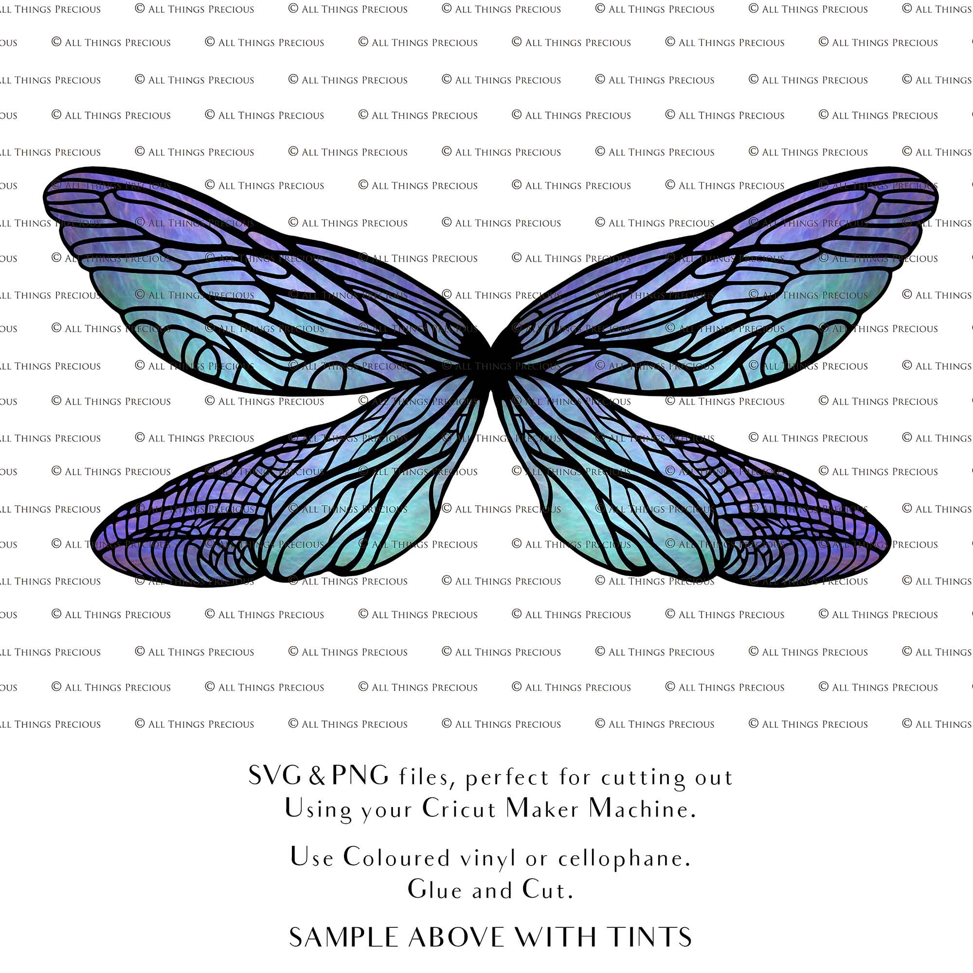 SVG Fairy wings for Paper craft. Cricut or Silhouette Cameo Cut and assemble. Halloween, Cosplay costume, wings pattern template. Png and Svg files. Digital Download.