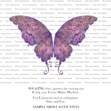 Load image into Gallery viewer, SVG, PNG Clipart, Fairy Wings, for Cricut and Silhouette Machine. Cut out and make your own real fairy wings. For Costumes, Halloween, Cosplay Wings, Adult Wings, Child size wings. Use them for Wedding invitations, sublimation print  or decorations.
