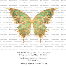 Load image into Gallery viewer, SVG, PNG Clipart, Fairy Wings, for Cricut and Silhouette Machine. Cut out and make your own real fairy wings. For Costumes, Halloween, Cosplay Wings, Adult Wings, Child size wings. Use them for Wedding invitations, sublimation print  or decorations.
