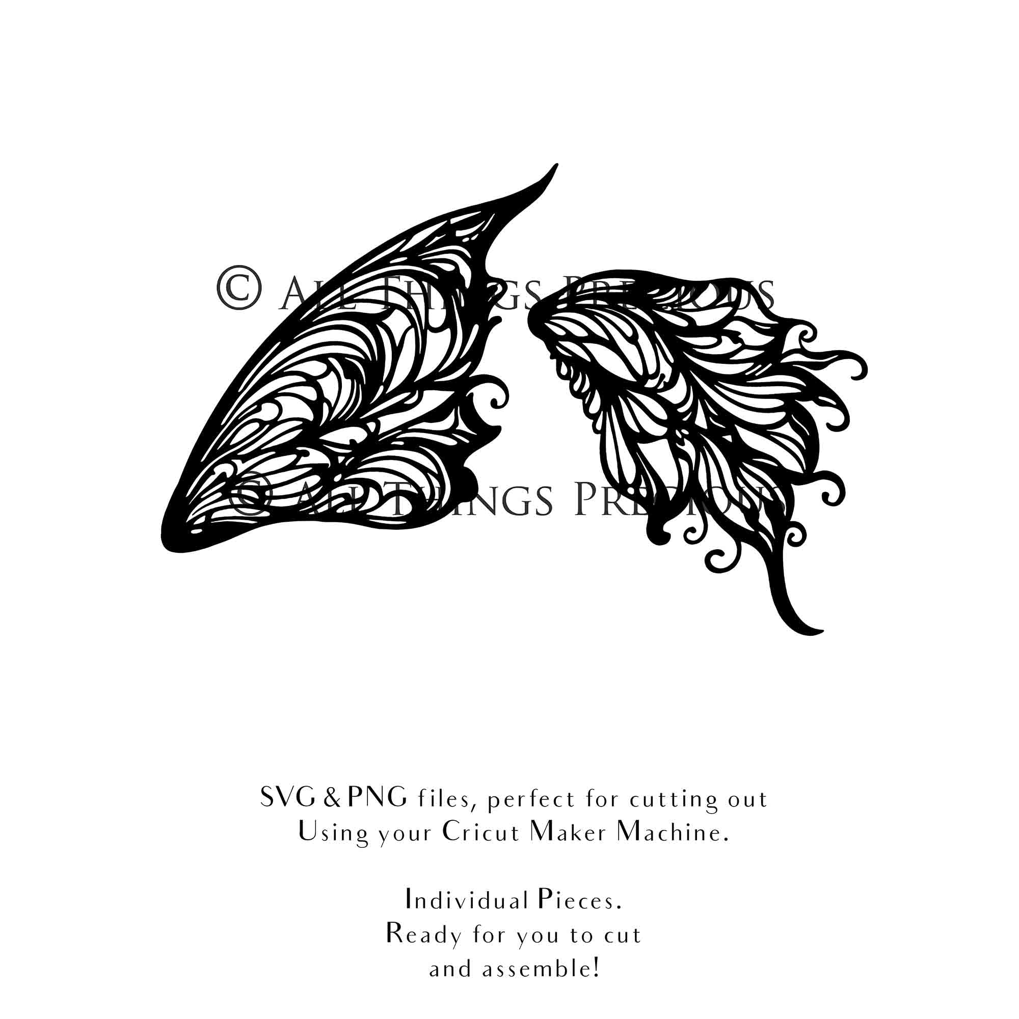 SVG, PNG Clipart, Fairy Wings, for Cricut and Silhouette Machine. Cut out and make your own real fairy wings. For Costumes, Halloween, Cosplay Wings, Adult Wings, Child size wings. Use them for Wedding invitations, sublimation print  or decorations.