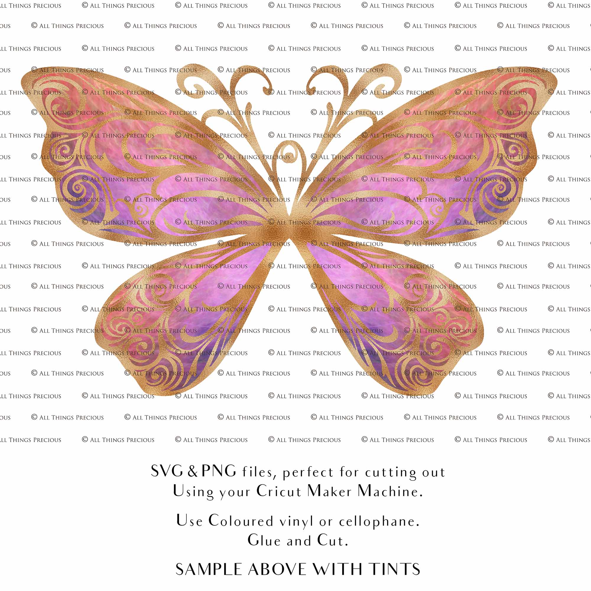 SVG Fairy wings for Paper craft. Cricut or Silhouette Cameo Cut and assemble. Halloween, Cosplay costume, wings pattern template. Png and Svg files. Digital Download.