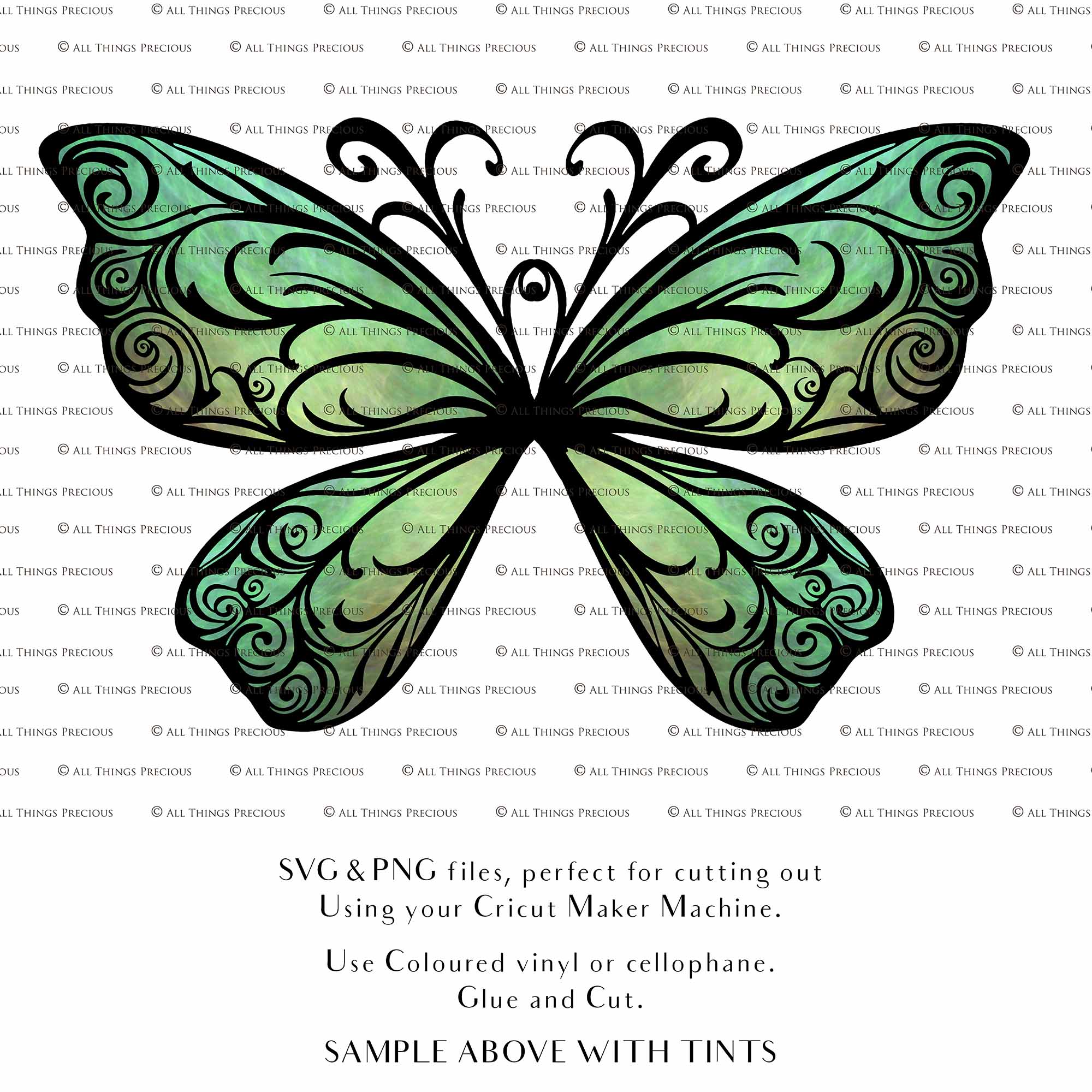 SVG Fairy wings for Paper craft. Cricut or Silhouette Cameo Cut and assemble. Halloween, Cosplay costume, wings pattern template. Png and Svg files. Digital Download.