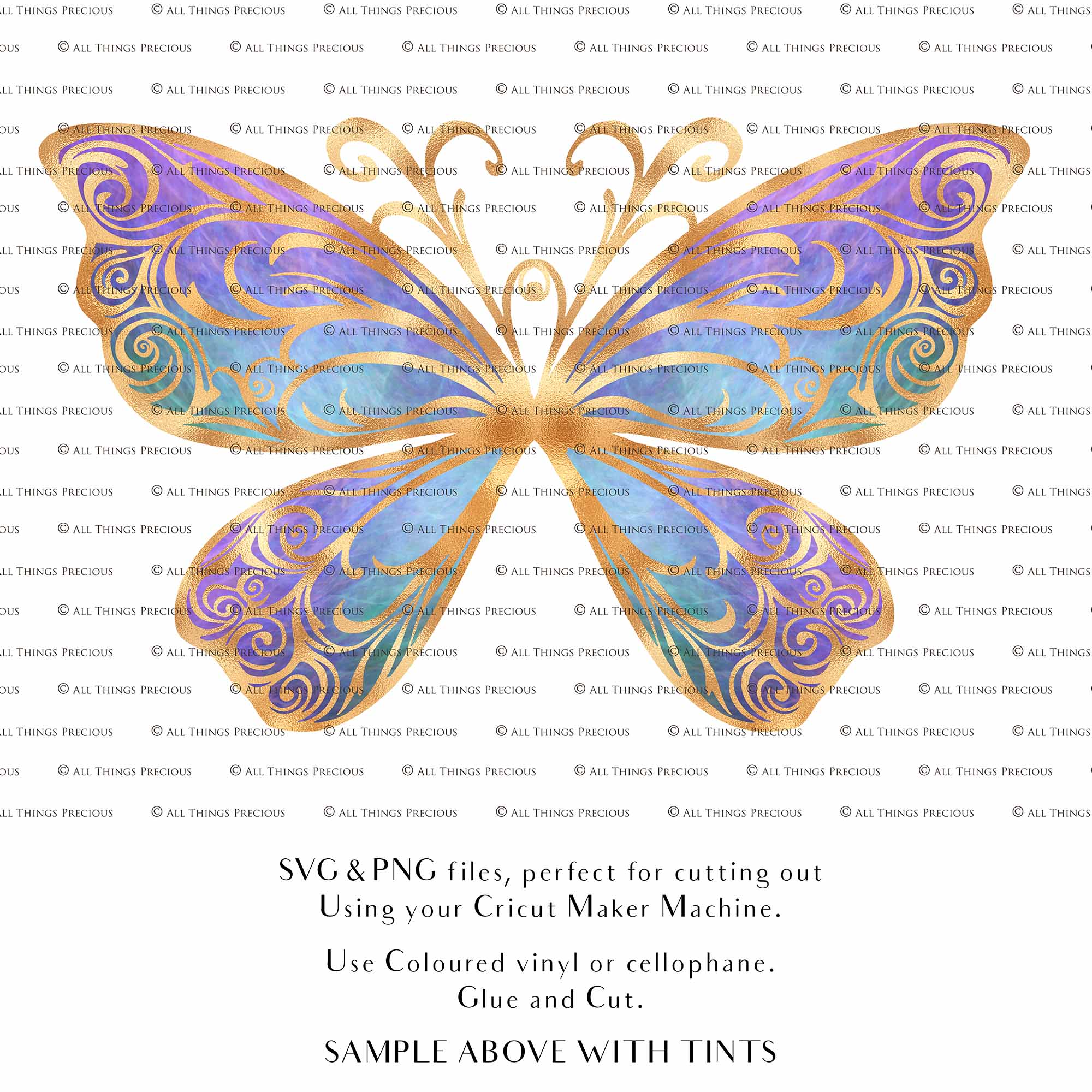 SVG Fairy wings for Paper craft. Cricut or Silhouette Cameo Cut and assemble. Halloween, Cosplay costume, wings pattern template. Png and Svg files. Digital Download.