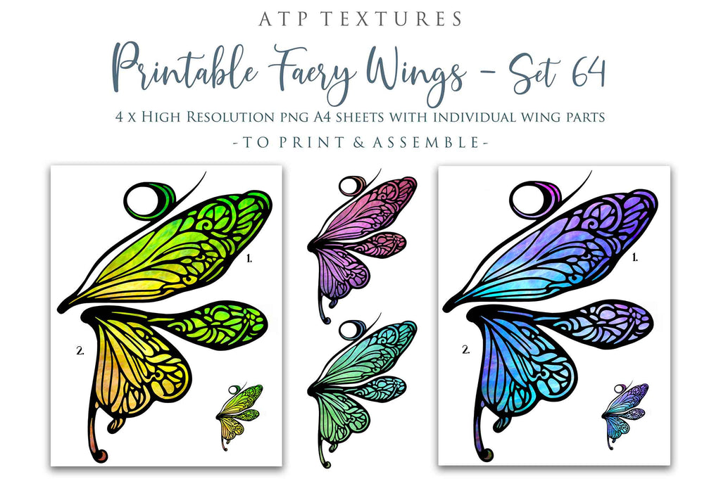 Printable Fairy Wings. For Art Dolls, Adults, Kids. High resolution, png files. This is a digital product. Print and cut Pattern template. Paper craft. Create fairy wing earrings or crown jewelry from these designs. Cosplay Costume Crafts. Commercial licence is available. Halloween.