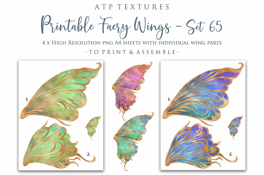 Printable Fairy Wings. For Art Dolls, Adults, Kids. High resolution, png files. This is a digital product. Print and cut Pattern template. Paper craft. Create fairy wing earrings or crown jewelry from these designs. Cosplay Costume Crafts. Commercial licence is available. Halloween.