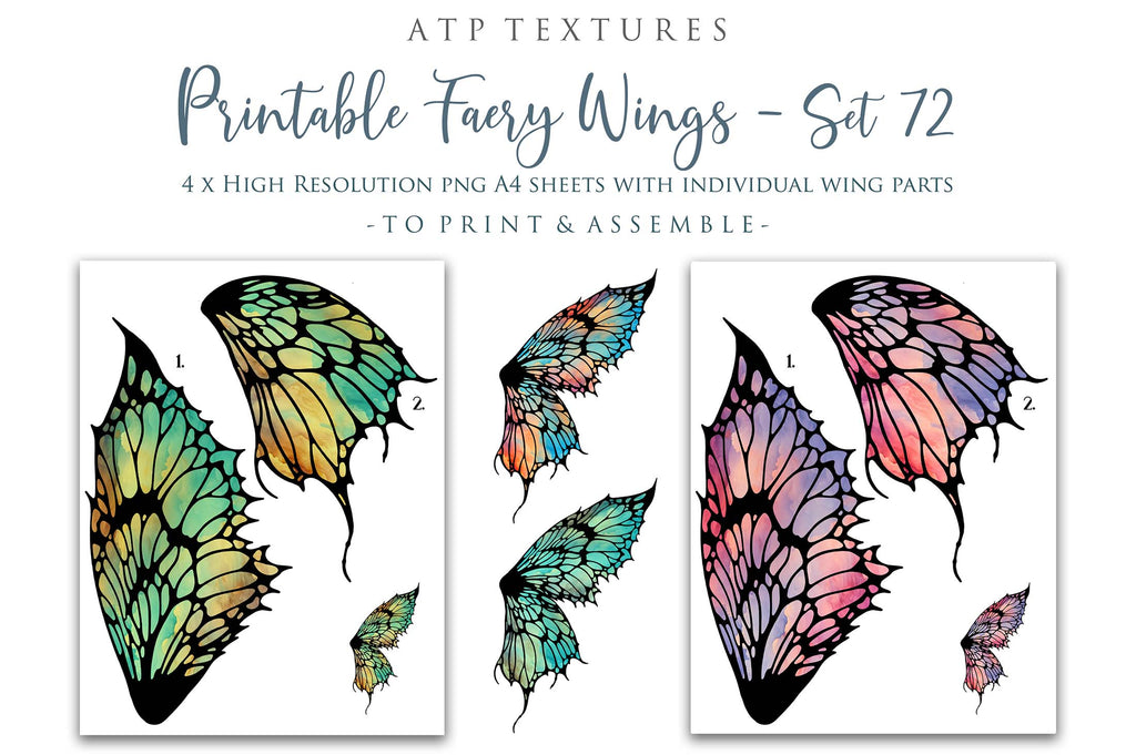 Printable Fairy Wings. For Art Dolls, Adults, Kids. High resolution, png files. This is a digital product. Print and cut Pattern template. Paper craft. Create fairy wing earrings or crown jewelry from these designs. Cosplay Costume Crafts. Commercial licence is available. Halloween.