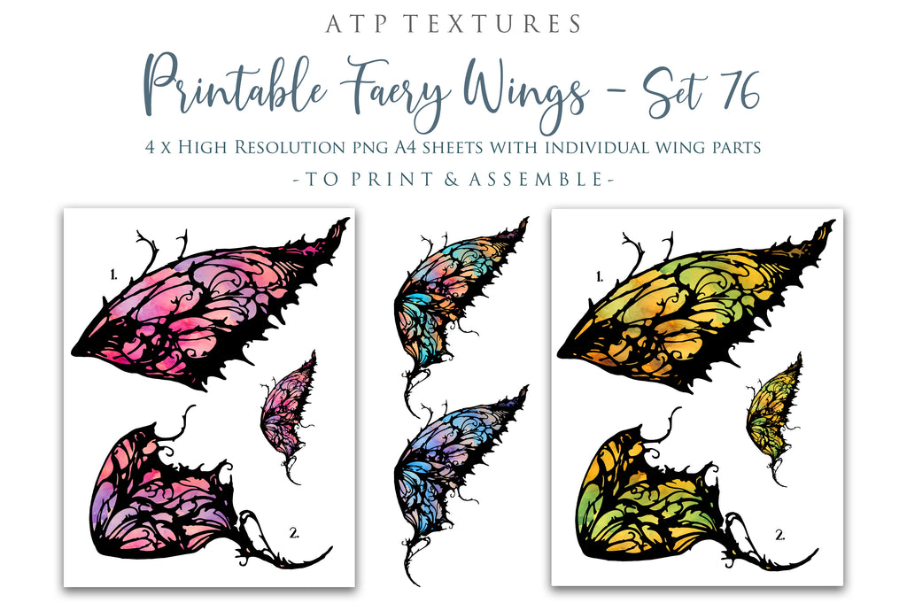 Printable Fairy Wings. For Art Dolls, Adults, Kids. High resolution, png files. This is a digital product. Print and cut Pattern template. Paper craft. Create fairy wing earrings or crown jewelry from these designs. Cosplay Costume Crafts. Commercial licence is available. Halloween.