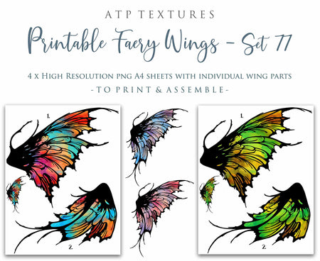 Printable Fairy Wings. For Art Dolls, Adults, Kids. High resolution, png files. This is a digital product. Print and cut Pattern template. Paper craft. Create fairy wing earrings or crown jewelry from these designs. Cosplay Costume Crafts. Commercial licence is available. Halloween.