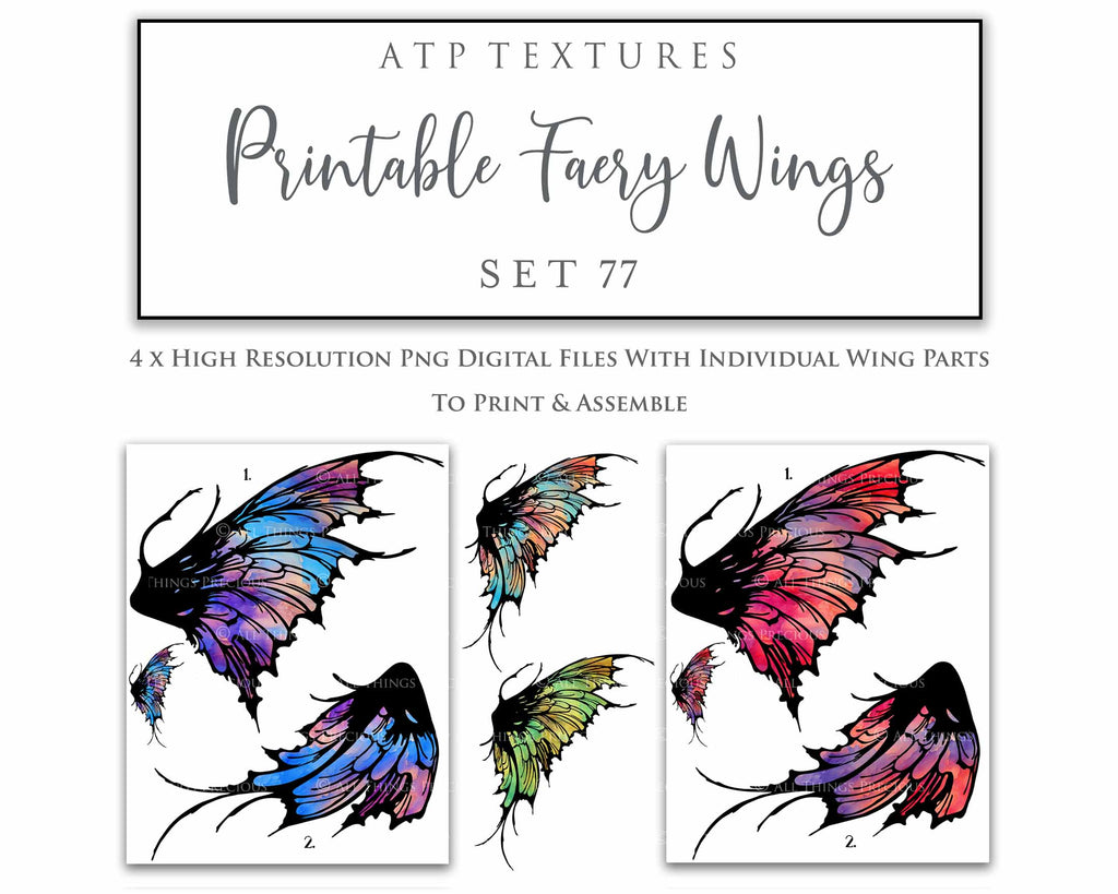 Printable Fairy Wings. For Art Dolls, Adults, Kids. High resolution, png files. This is a digital product. Print and cut Pattern template. Paper craft. Create fairy wing earrings or crown jewelry from these designs. Cosplay Costume Crafts. Commercial licence is available. Halloween.