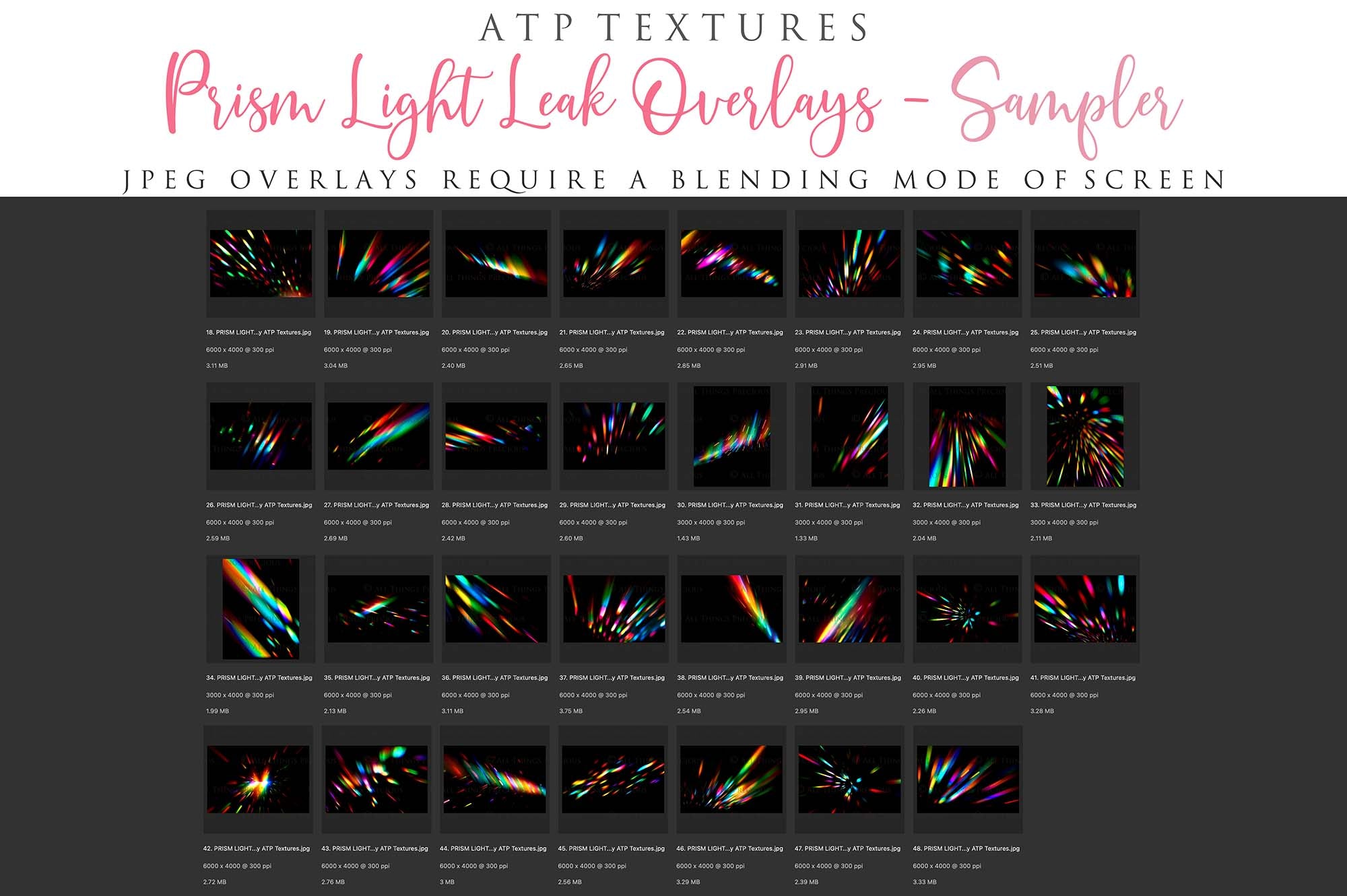 PRISM LIGHT LEAK Digital Overlays – ATP Textures